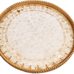 Cesta redonda de ratán de 12 pulgadas con base de madera de mopa beige, bandeja otomana de mimbre grande con 1 pulgada, platos tejidos para Cesta redonda de ratán de 12 pulgadas con base de madera de mopa beige, bandeja otomana de mimbre grande con 1 pulgada, platos tejidos para