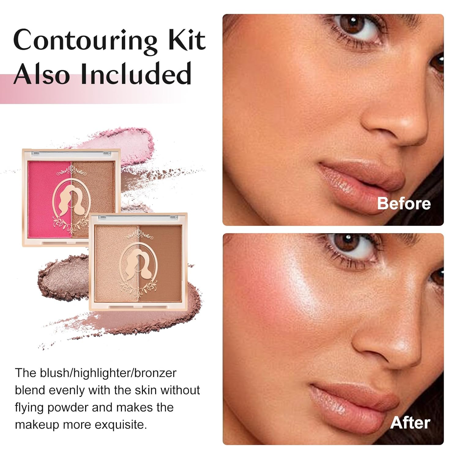 Color Nymph Kits de maquillaje para niñas para adolescentes con estuche de tren retro rosa, incluye paletas portátiles de sombra de ojos con