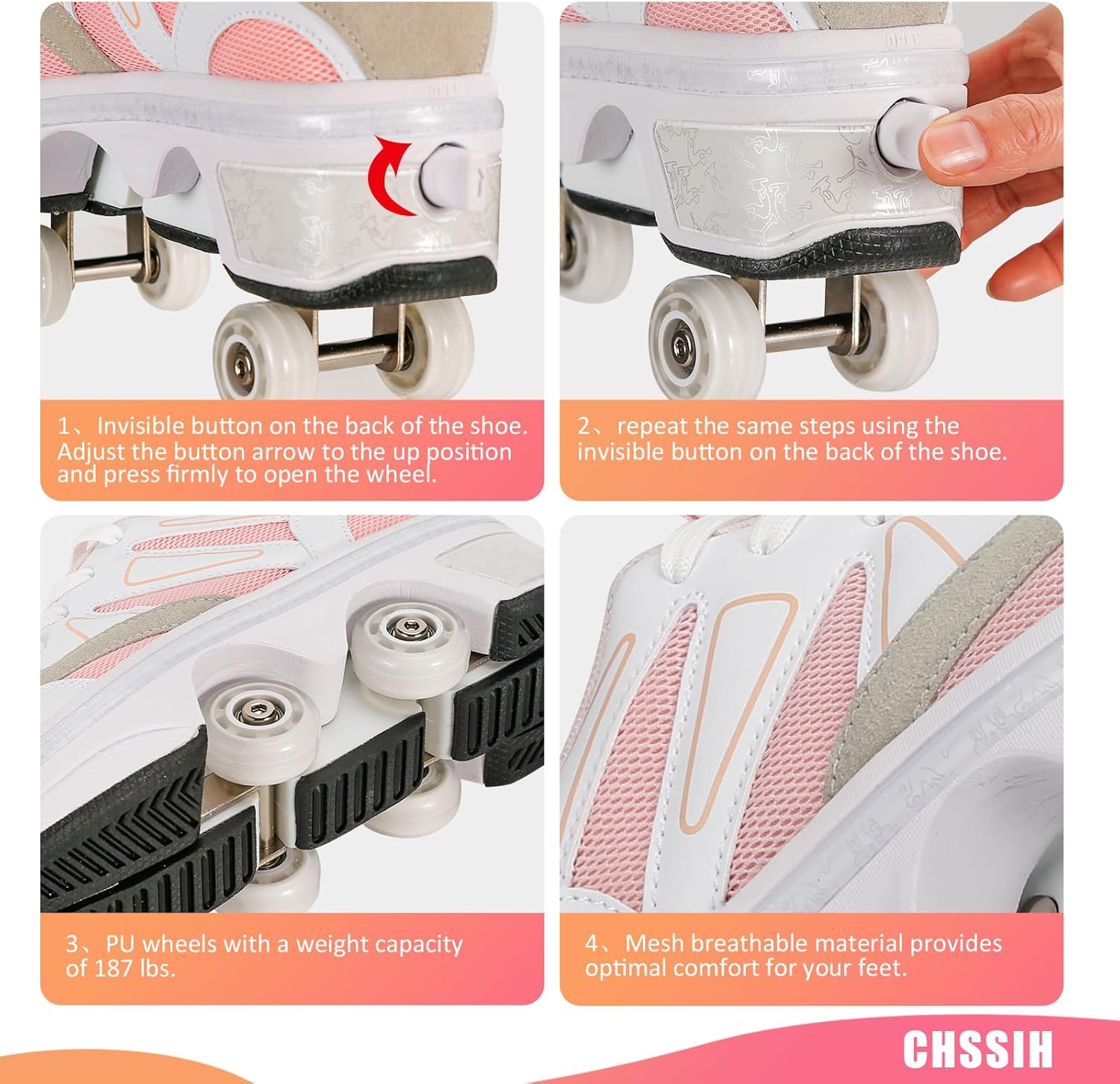 CHSSIH Zapatos de patinaje para niñas y niños  Tenis para mujer, zapatos con ruedas retráctiles  Cumpleaños Navidad para niños