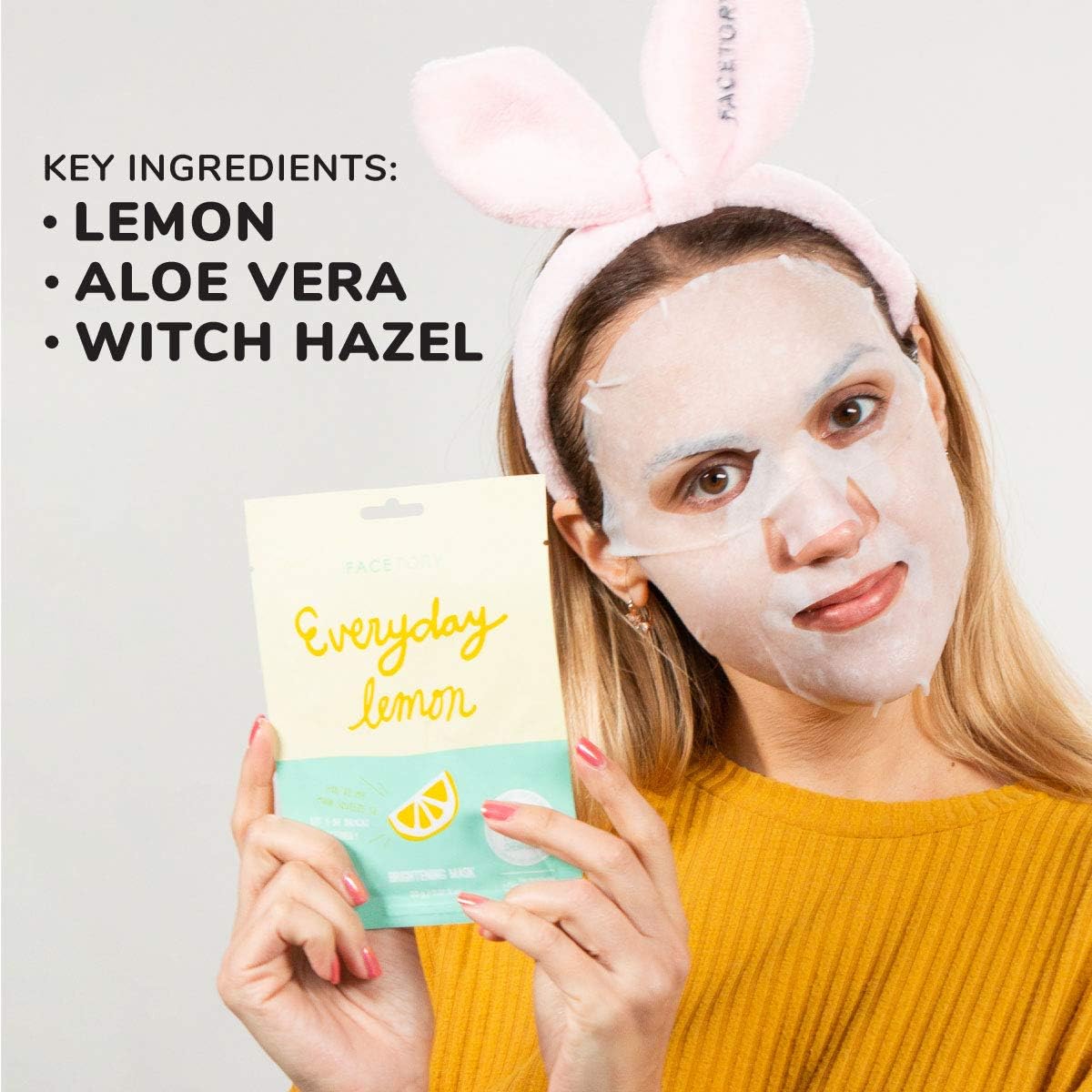 FaceTory – Mascarillas diarias (paquete de 5) – Mascarillas suaves y ajustadas, hidratantes y calmantes para el cuidado diario de la piel,