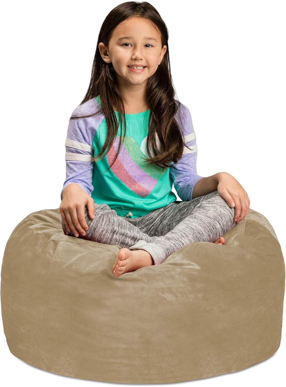 Sofa Sack – Puf de felpa ultra suave para niños – Sillón puff de espuma viscoelástica con funda de microgamuza – Muebles rellenos de espuma y
