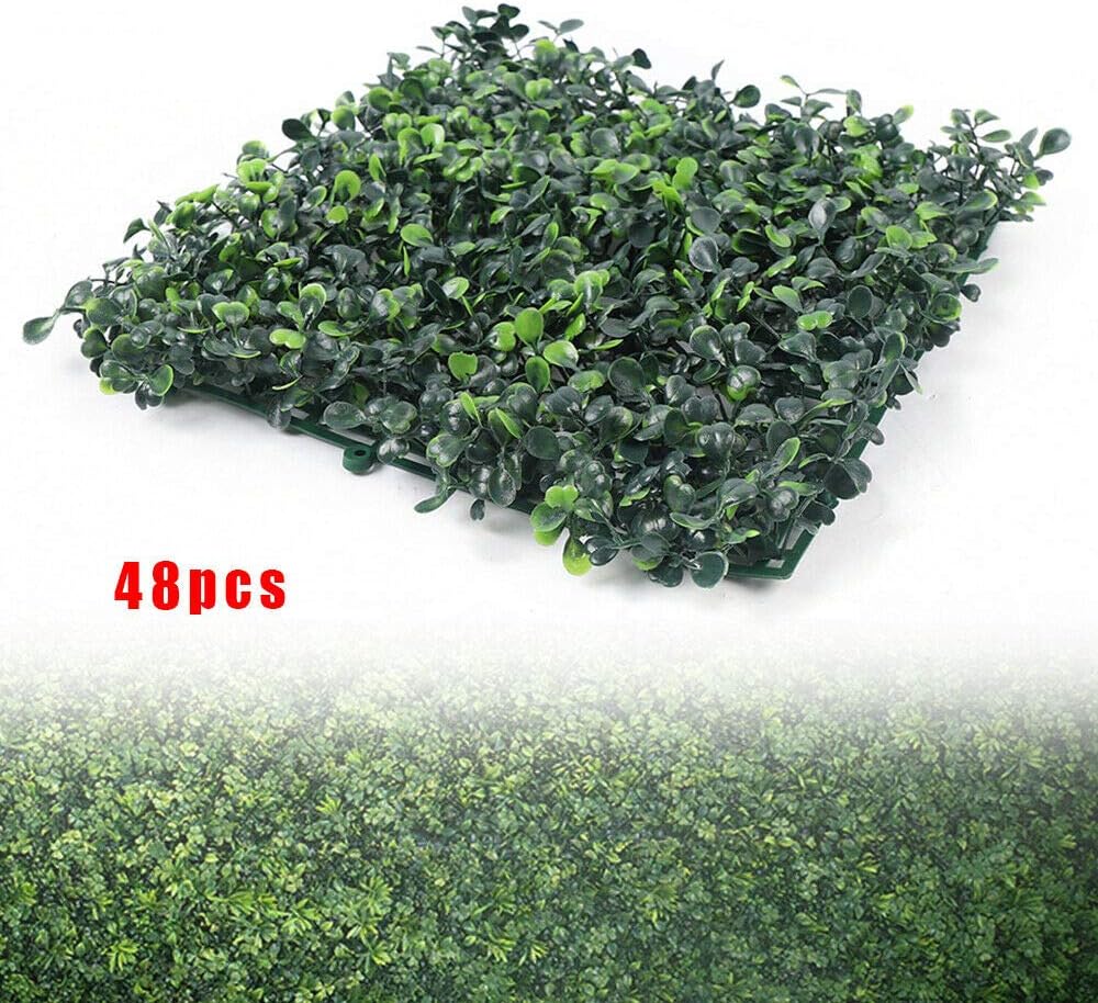 48 paneles de setos artificiales de boj de 10 x 10 pulgadas, paneles topiarios verdes para plantas, boj artificial, pantalla de cobertura de
