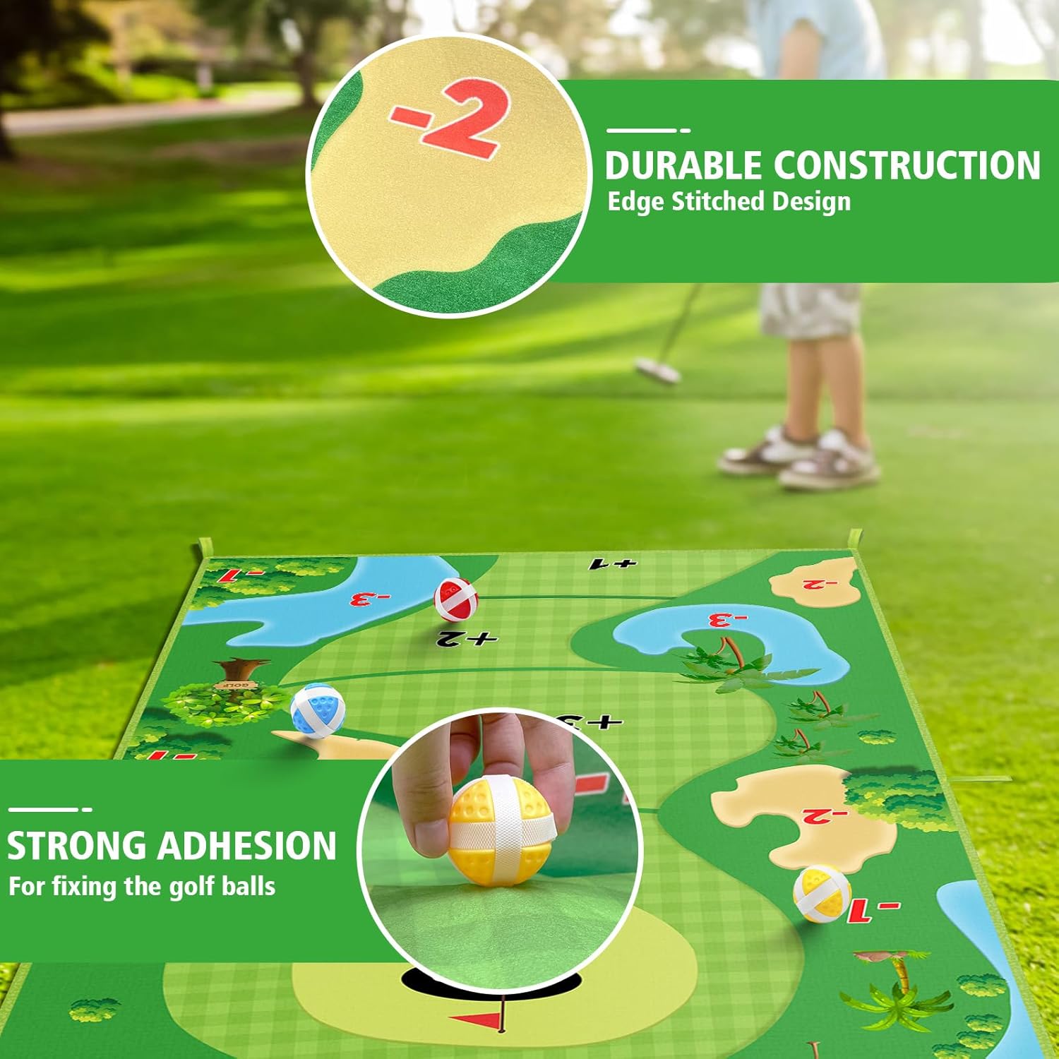 Alfombrilla de golf casual de 6 pies x 4 pies, tapete de juego de golf para adultos y niños, juego de golf para interiores y exteriores, patio
