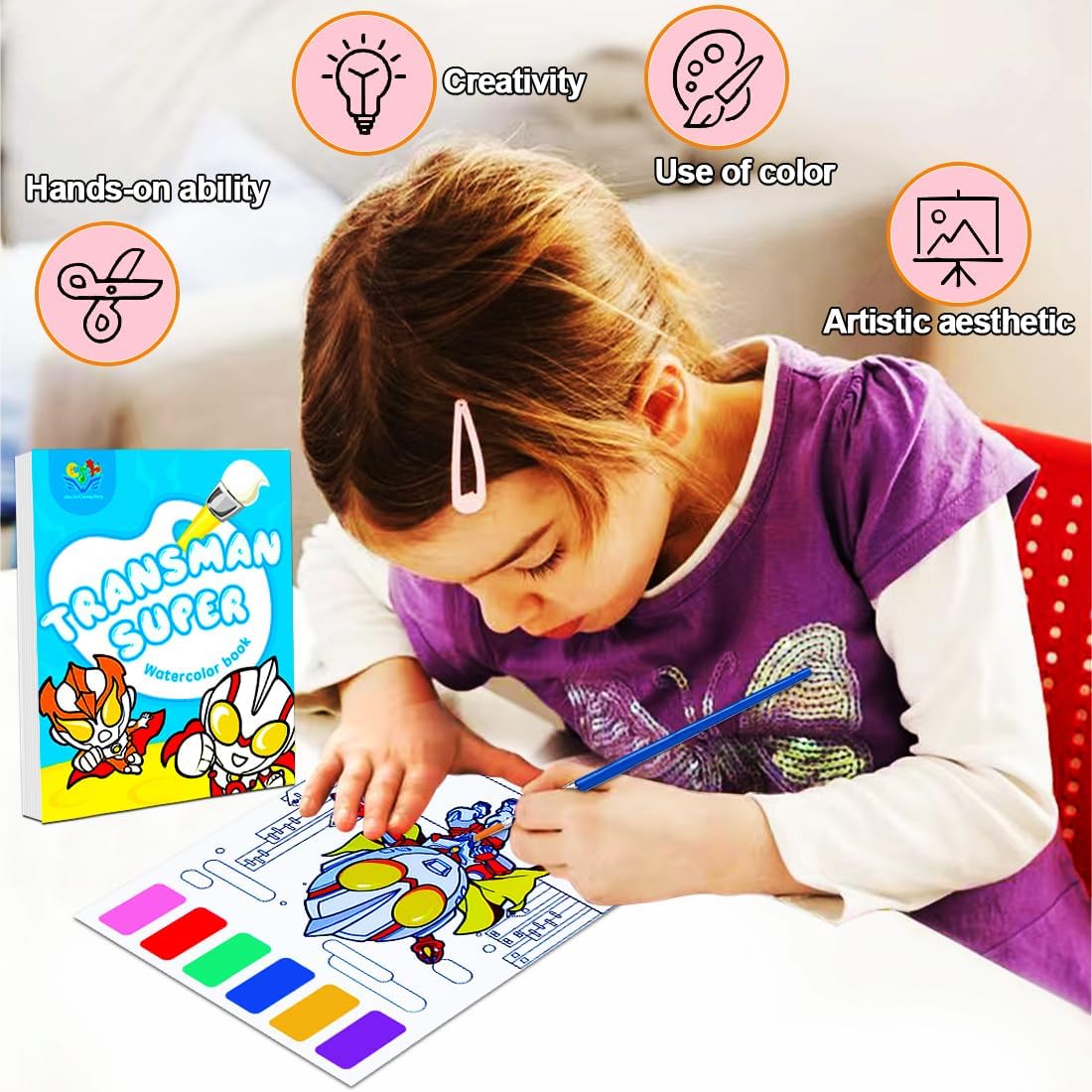 YXOTJHS Juegos de pintura de acuarela para niños, pintura grande con libros de agua, libros de acuarela para colorear para niños de 4 a 8 años,