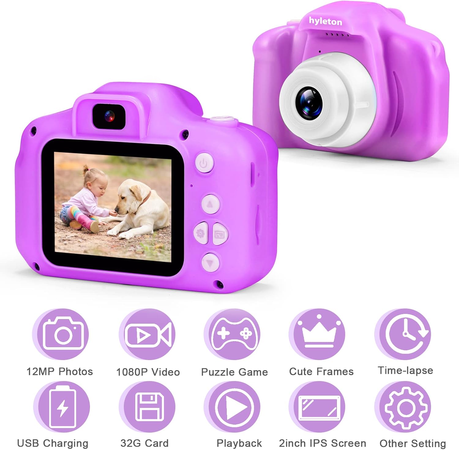 hyleton Cámara digital para selfie para niños, juguetes de cámara de video para niños de 3, 4, 5, 6, 7, 8, 9 años, regalo de cumpleaños de Navidad