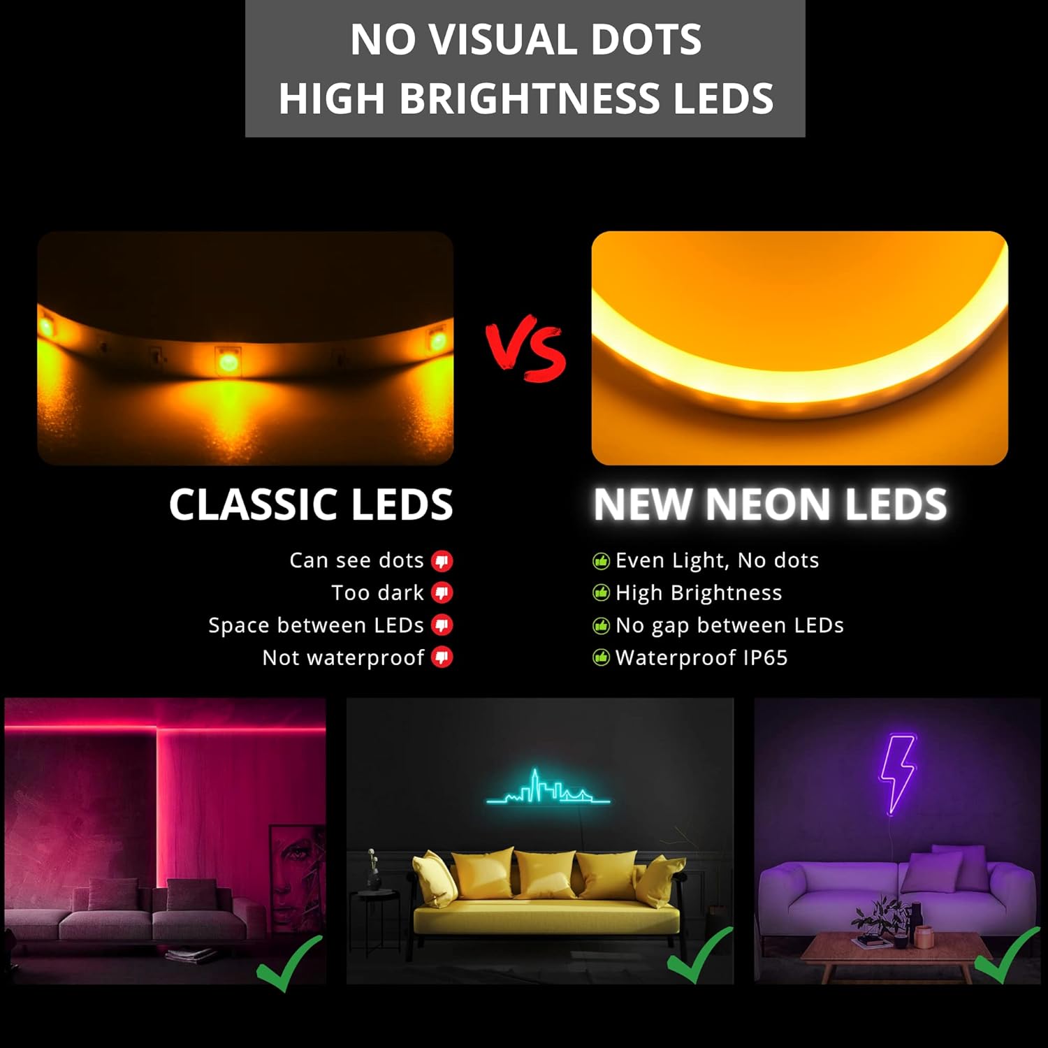NUOVA GERMANY Tira de luz LED de neón de 16.4 pies, 12 V, cortable y flexible, decoración de fiesta de silicona e iluminación de estado de ánimo