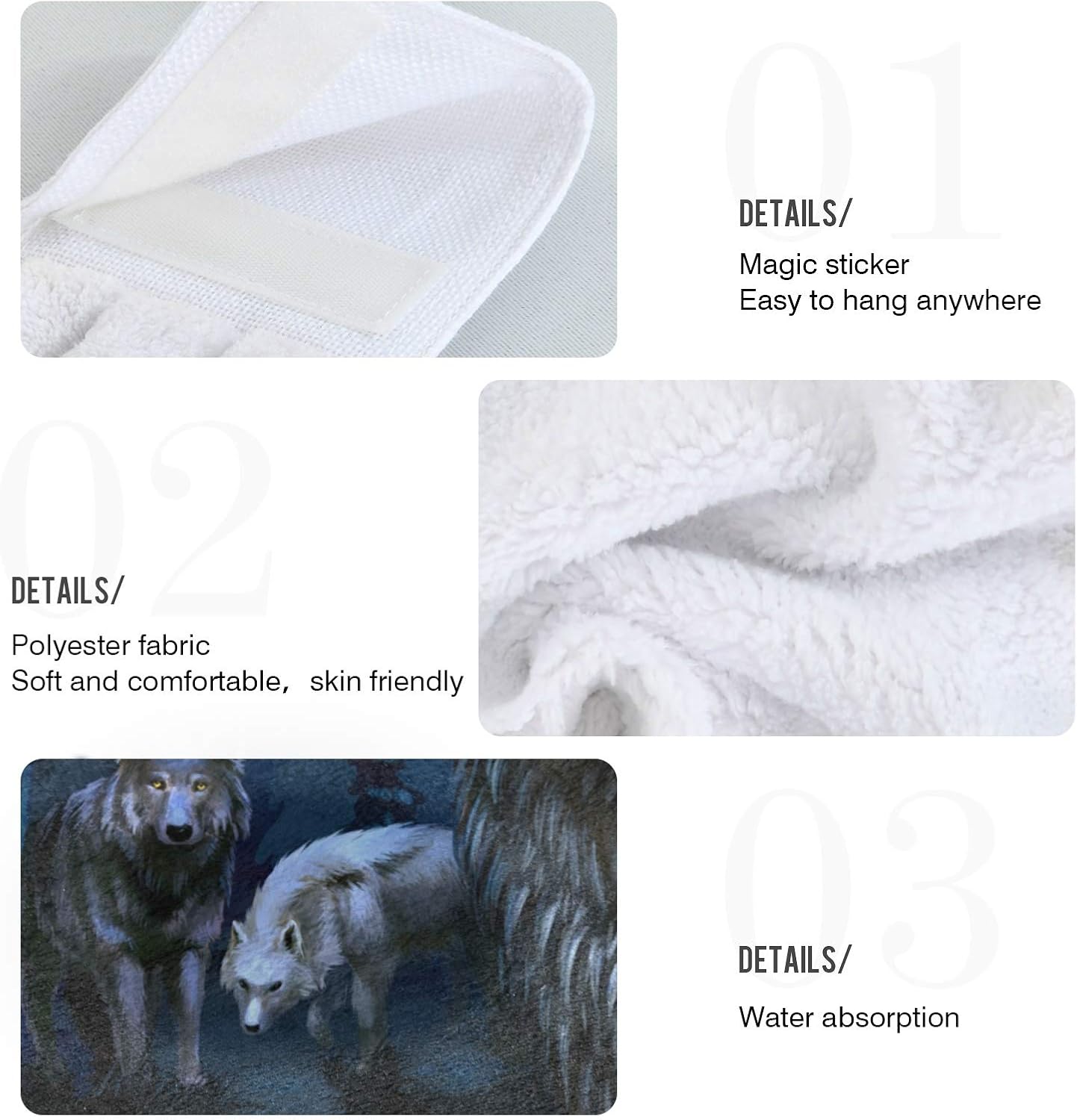 ALAZA Toallas de cocina Dark Night Wolf y Luna Llena, paños de cocina con lazo para colgar, paquete de 2