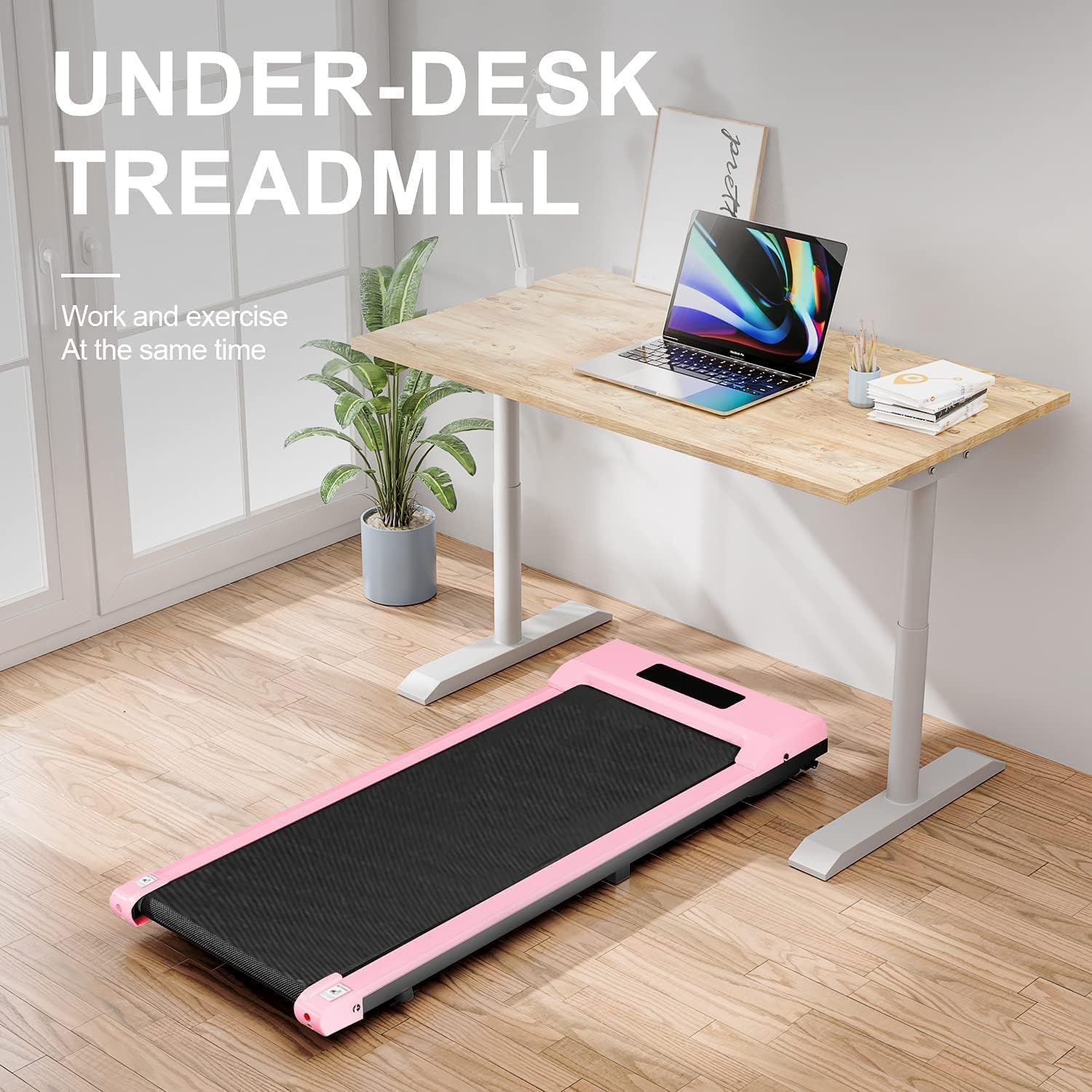 Walking Pad Under Desk Treadmill, Portable Treadmills Motorized Running Machine for Home, 6.2MPH, No Assembly Required, Remote Control, 265 LB