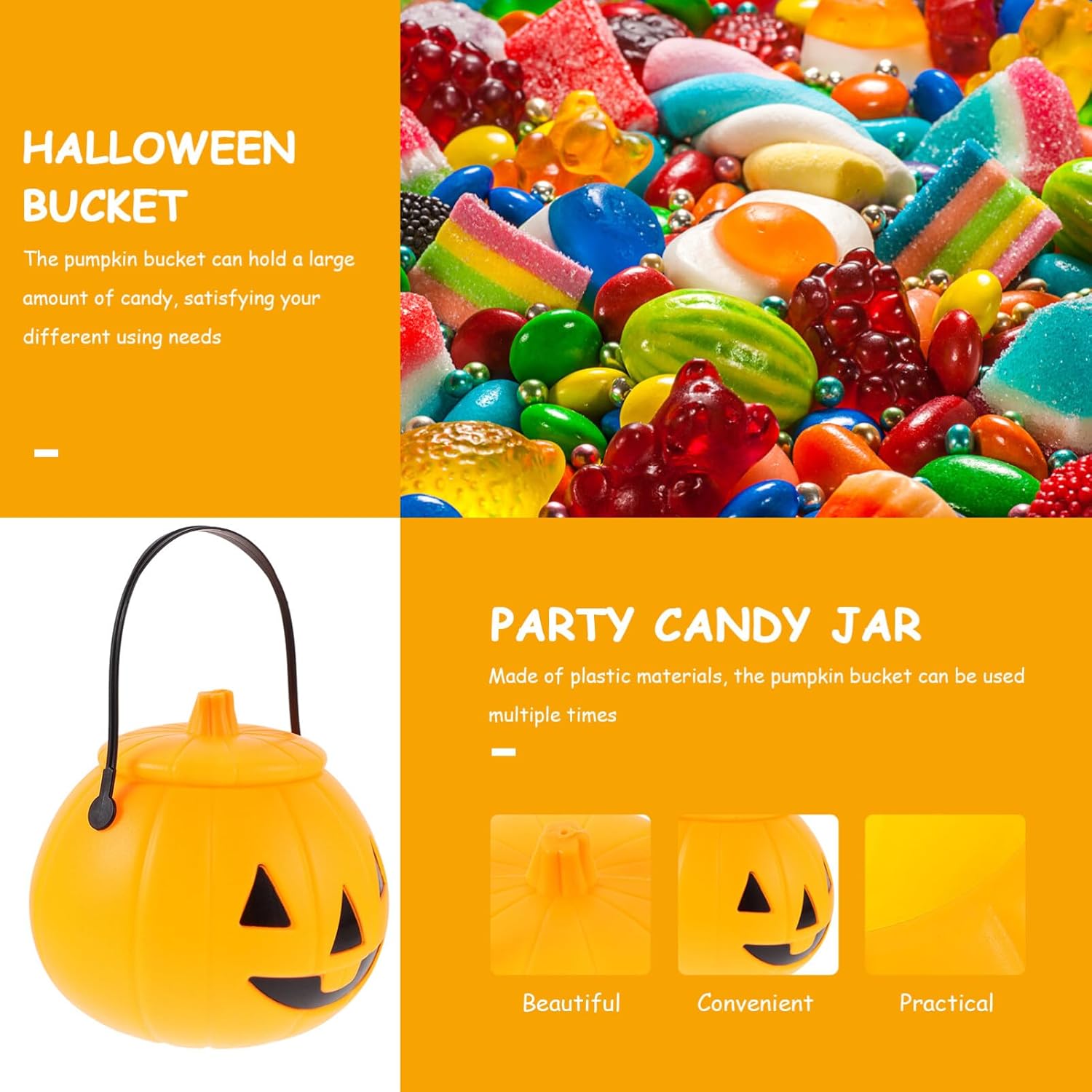 Operitacx Mini cubos de calabaza de plástico calabazas para caramelos, bolsas de caramelos, bolsas de dulces de calabaza, bolsa de dulce o truco de