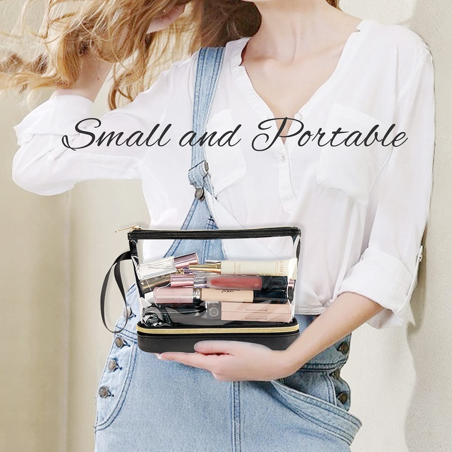 Ethereal Bolsa de maquillaje de viaje, bolsa de cosméticos transparente, organizador de maquillaje, bolsa de aseo aprobada por la TSA, bolsa