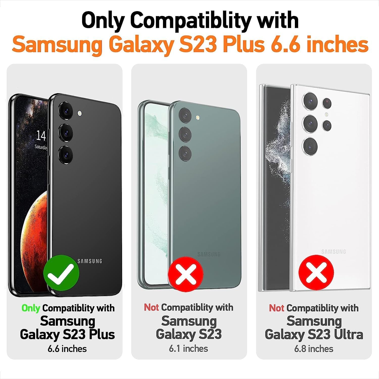 NGB Supremacy Funda compatible con Samsung Galaxy S23 Plus (6.6 pulgadas) con protector de pantalla de vidrio templado, soporte de anillocorrea de
