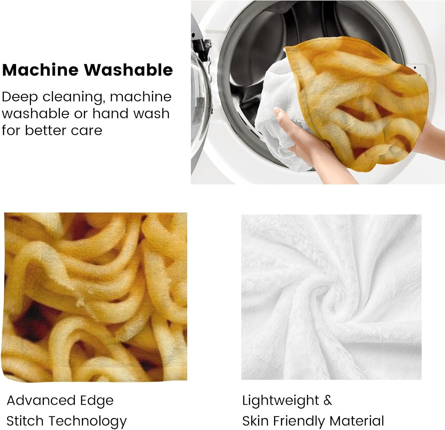Ramen – Manta de sopa instantánea de fideos 3D, divertida, realista, ultra suave, de 50 x 40 pulgadas, para viajes, todas las estaciones, cama,