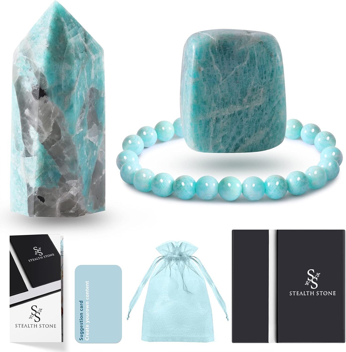 Juego de cristales curativos y piedras curativas, contiene pulsera de cristal curativo natural, piedra de chakra, varita hexagonal, el mejor regalo