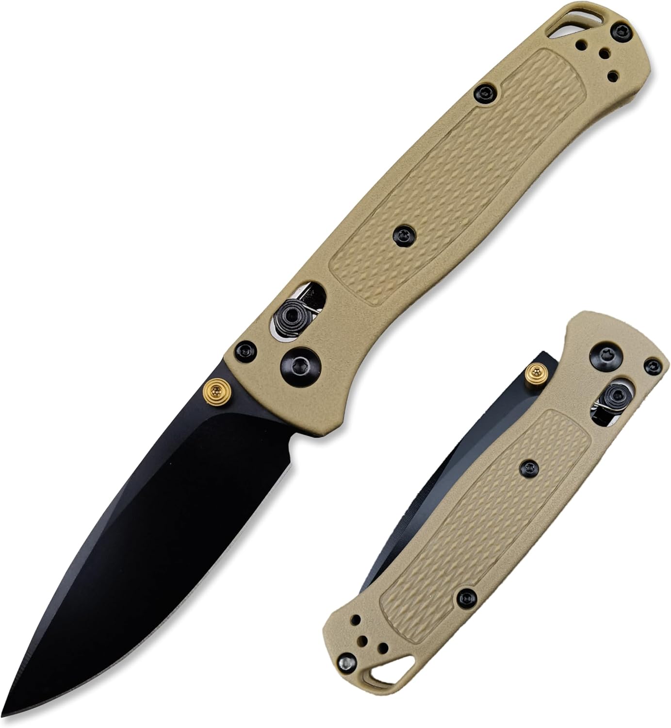 Cuchillo plegable Bugout 533 de 6.5 pulgadas, cuchillo de bolsillo con bloqueo de eje con hoja negra de acero 7Cr17Mov y mango de nailon reforzado