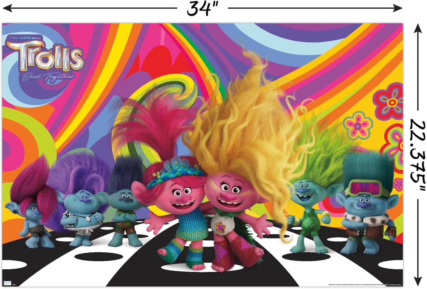 Trends International Trolls Band Together – Póster de pared del universo, 22.37 x 34.00 pulgadas, versión sin marco