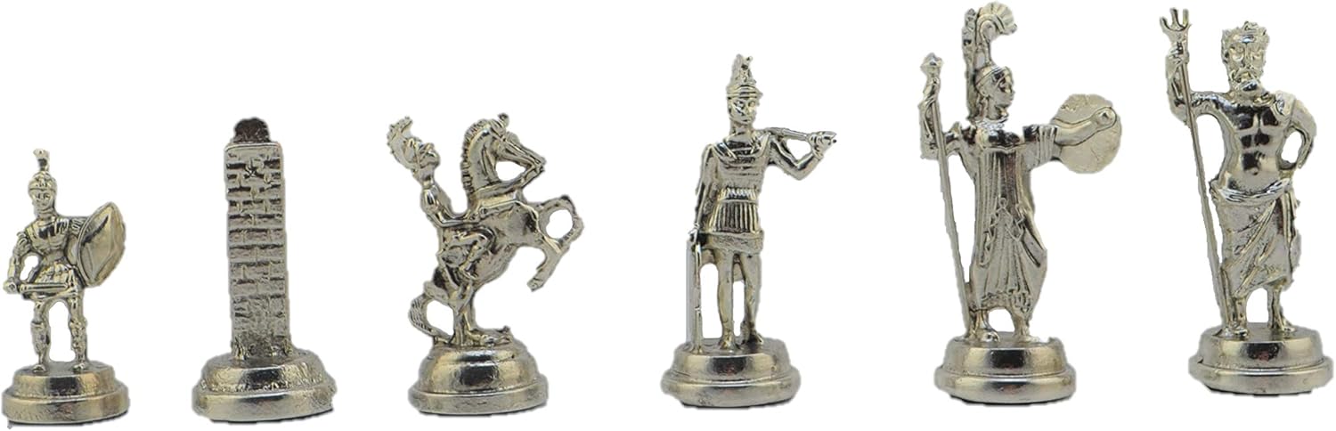 (Sin tablero) Figuras históricas de Roma Piezas de ajedrez de metal, tamaño mediano, tamaño King 2.8 pulgadas (solo piezas)