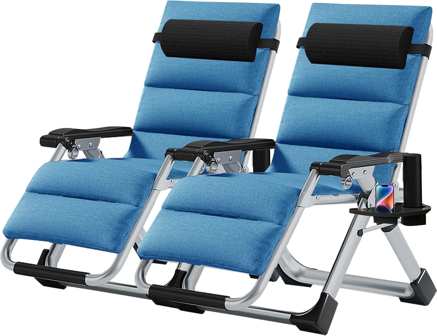 NAIZEA Silla de salón acolchada de gravedad cero, sillas reclinables plegables ajustables con soporte para tazas, sillas reclinables ergonómicas