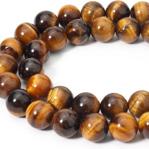 35 cuentas de piedras preciosas redondas sueltas de ojo de tigre amarillo natural de 0.394 pulgadas para la fabricación de joyas, pulseras y collares 35 cuentas de piedras preciosas redondas sueltas de ojo de tigre amarillo natural de 0.394 pulgadas para la fabricación de joyas, pulseras y collares