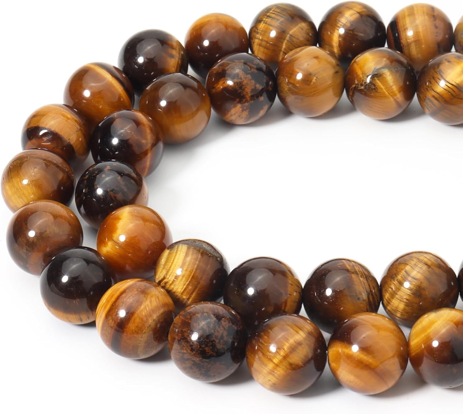 35 cuentas de piedras preciosas redondas sueltas de ojo de tigre amarillo natural de 0.394 pulgadas para la fabricación de joyas, pulseras y collares