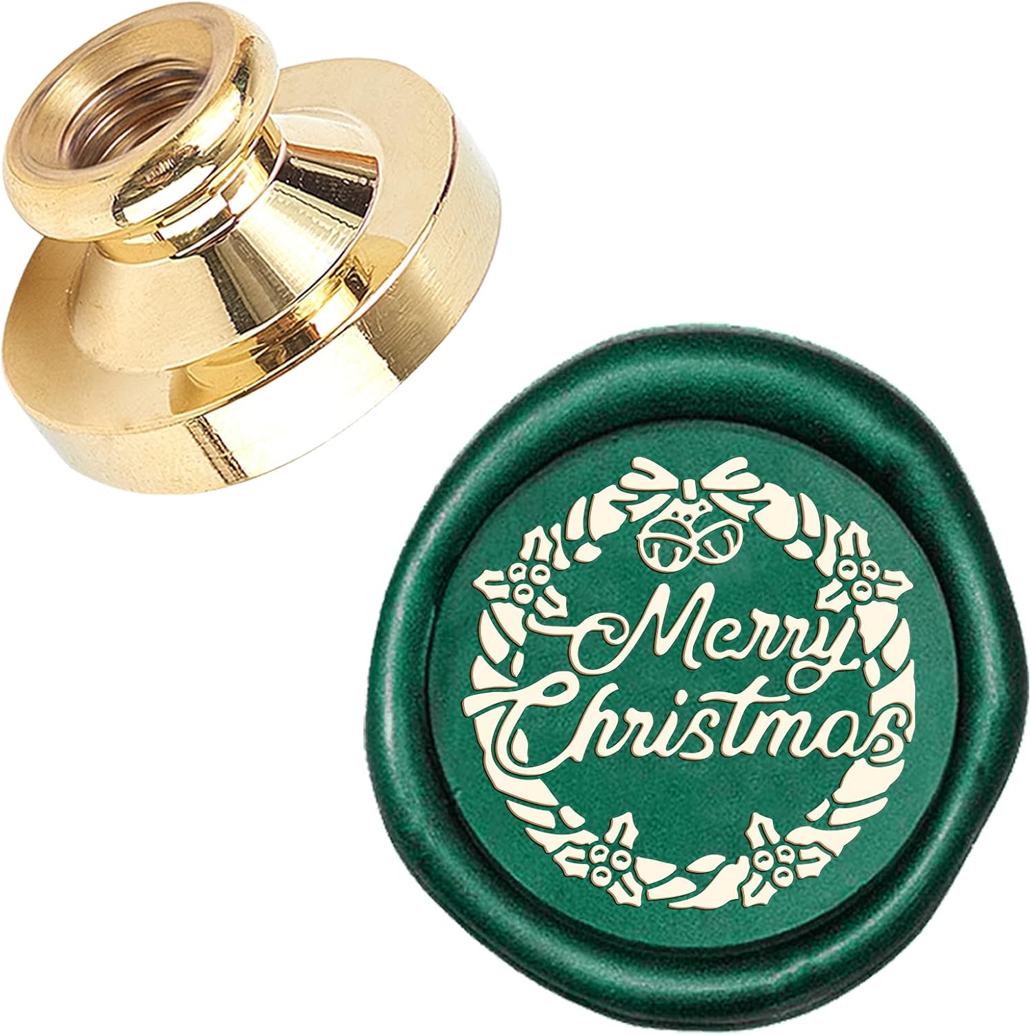 CRASPIRE Sello de cera de sellado de Navidad con diseño de muérdago X’Mas EVE de 0.988 pulgadas, sello de cera reemplazable, cabeza de latón, para