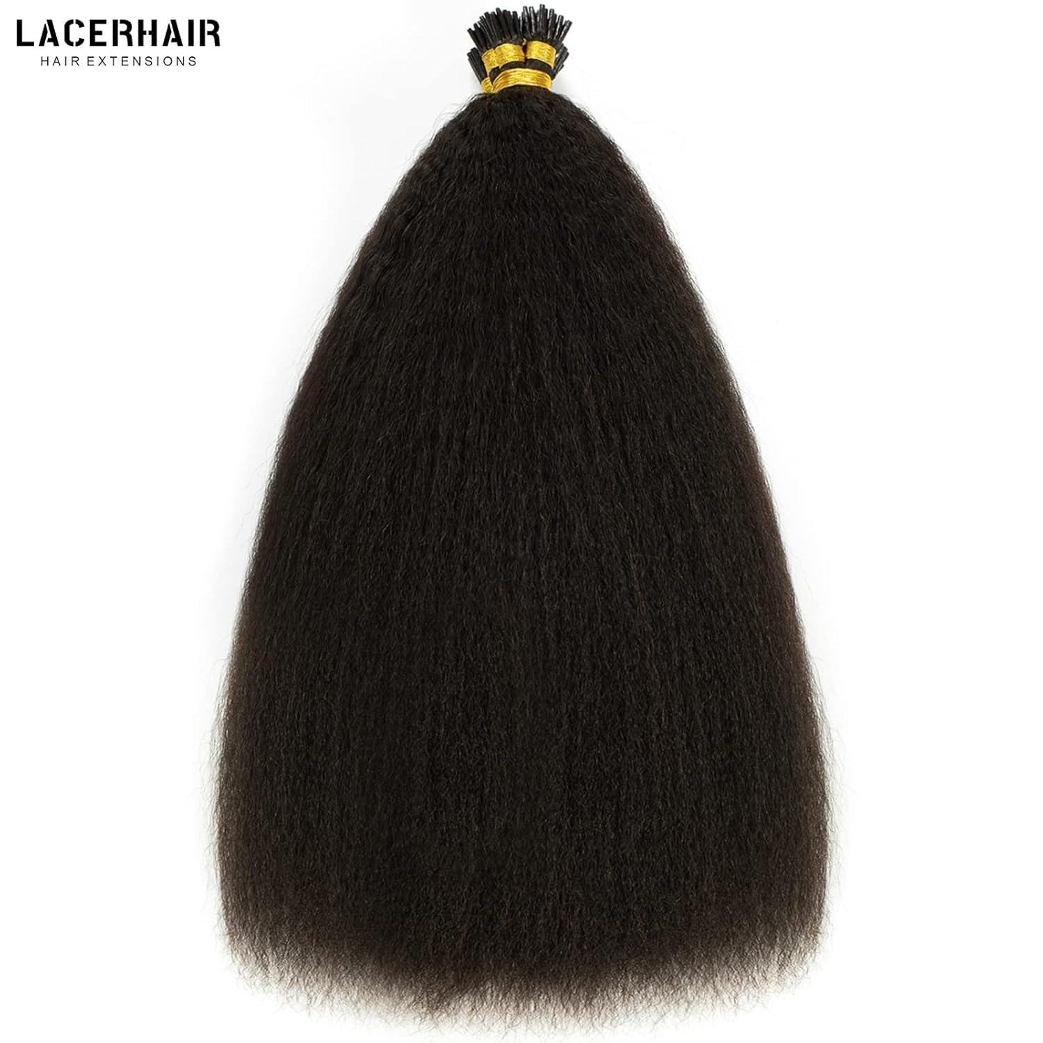 Lacer Itip – Extensiones de cabello humano real Remy liso #1B, extensiones de cabello humano real Remy para mujeres negras, color negro natural, 20