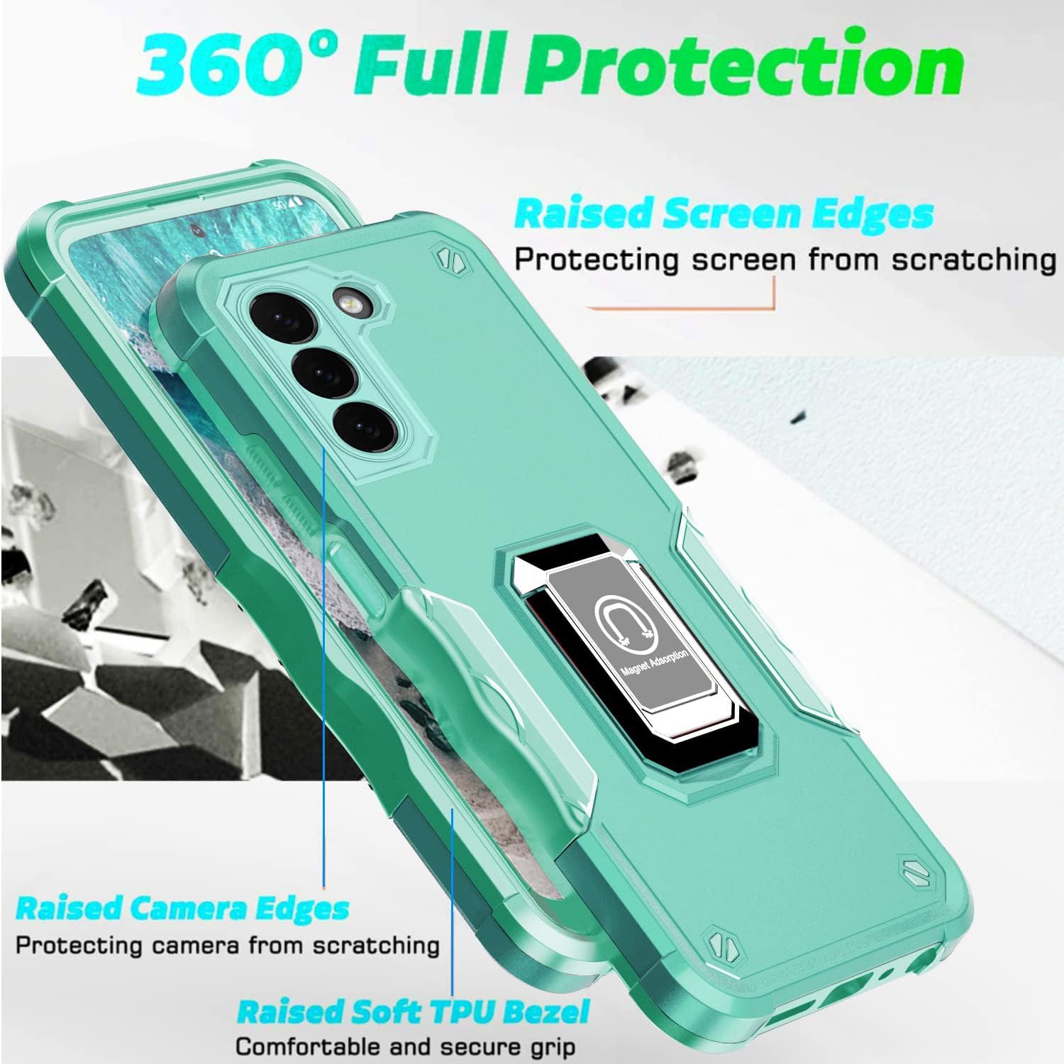 Funda compatible con Samsung Galaxy S23 Plus 5G, paquete de 2 protectores de pantalla HD, grado militar, funda protectora híbrida resistente a