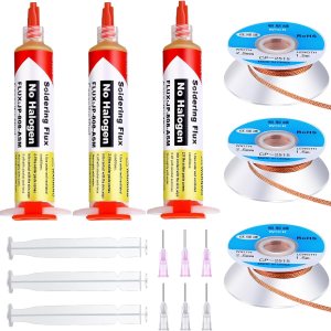 Blulu 6 unids 0.3 fl oz 8341 Pasta de fundente de soldadura sin limpieza y mechas de soldadura pegajosa fundente de soldadura con émbolo y punta Blulu 6 unids 0.3 fl oz 8341 Pasta de fundente de soldadura sin limpieza y mechas de soldadura pegajosa fundente de soldadura con émbolo y punta