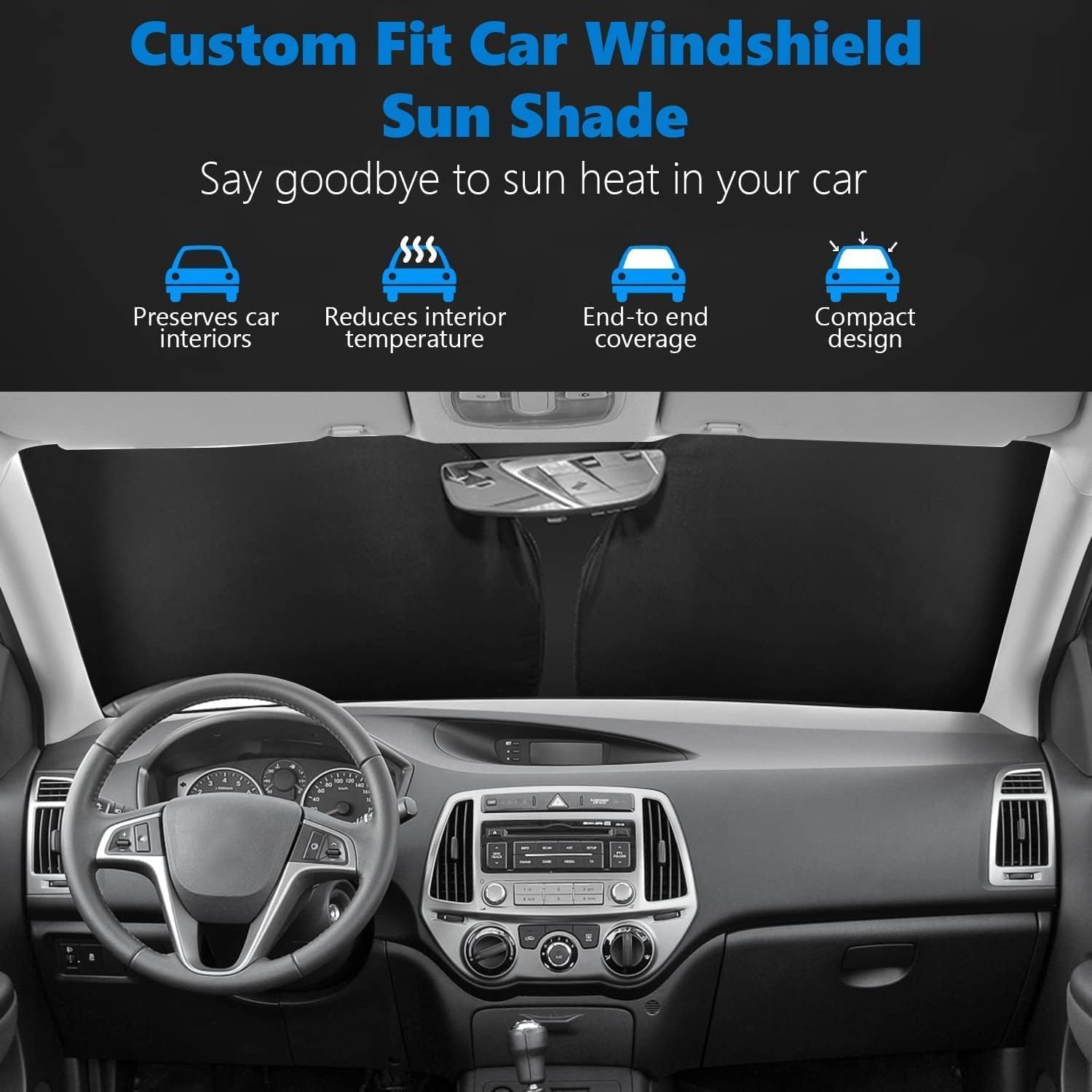 Parasol de ajuste personalizado compatible con Mazda CX30 2019-2025, protector plegable para parabrisas, bloquea los rayos UV y el calor solar,