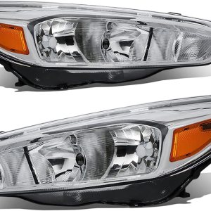 Par de lámparas de montaje de faros delanteros de esquina ámbar con carcasa cromada compatibles con Ford Focus 3 generación 15-18 Par de lámparas de montaje de faros delanteros de esquina ámbar con carcasa cromada compatibles con Ford Focus 3 generación 15-18