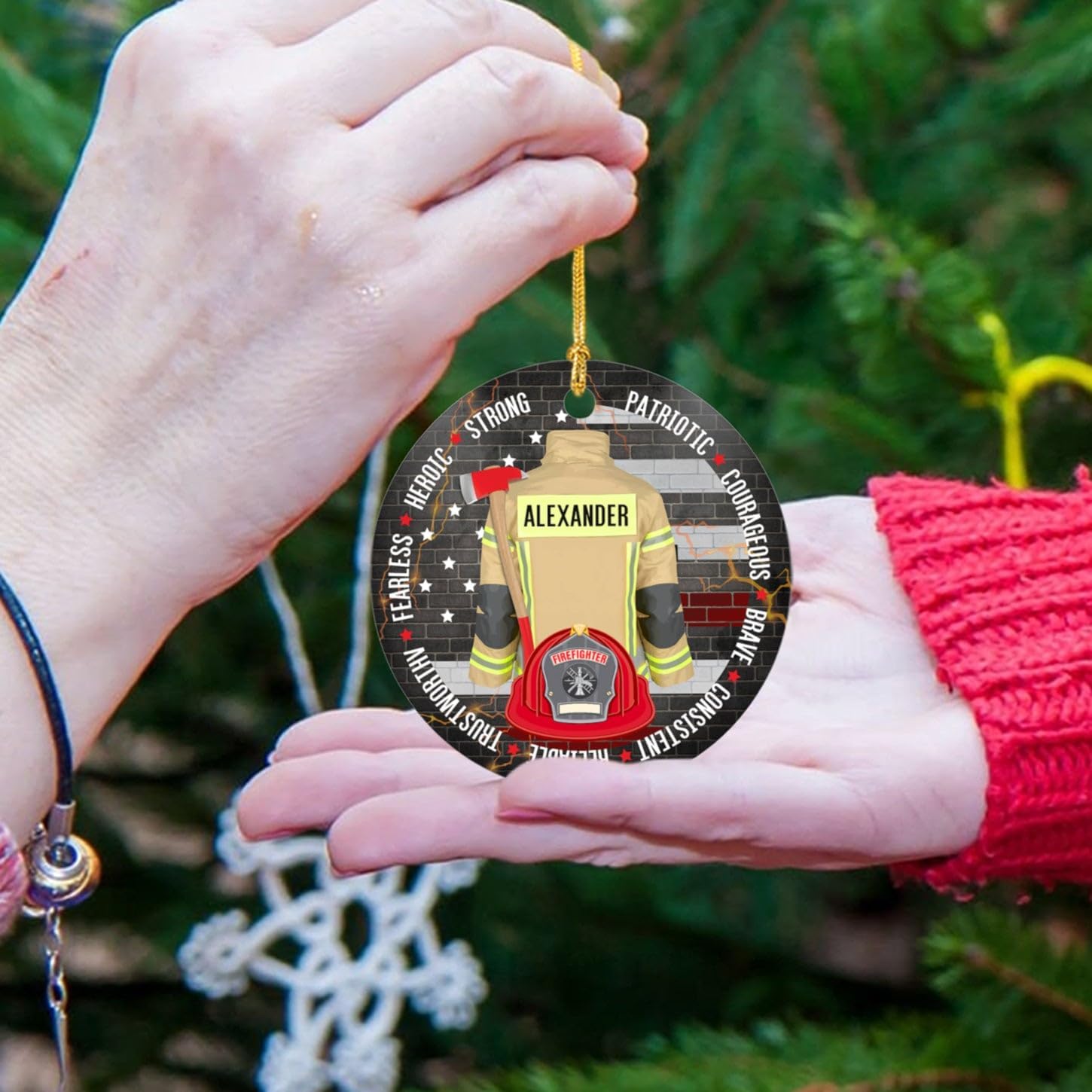 Adorno de Navidad de bombero personalizado 2024, adorno de bombero regalo para decoración de árbol de Navidad, adorno de bombero con nombre