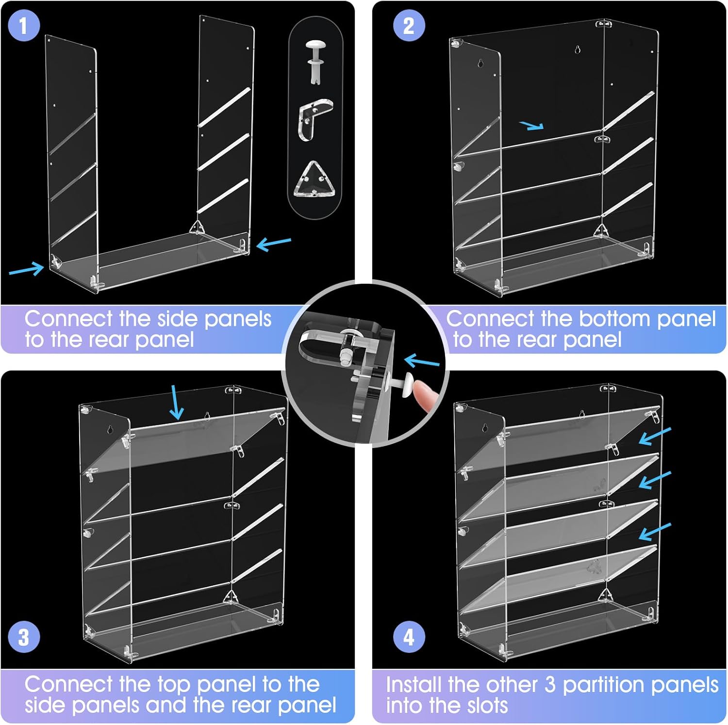 MaxGear Organizador de archivos de pared colgante, soporte de archivo de pared de acrílico transparente de 5 niveles, organizador vertical de correo