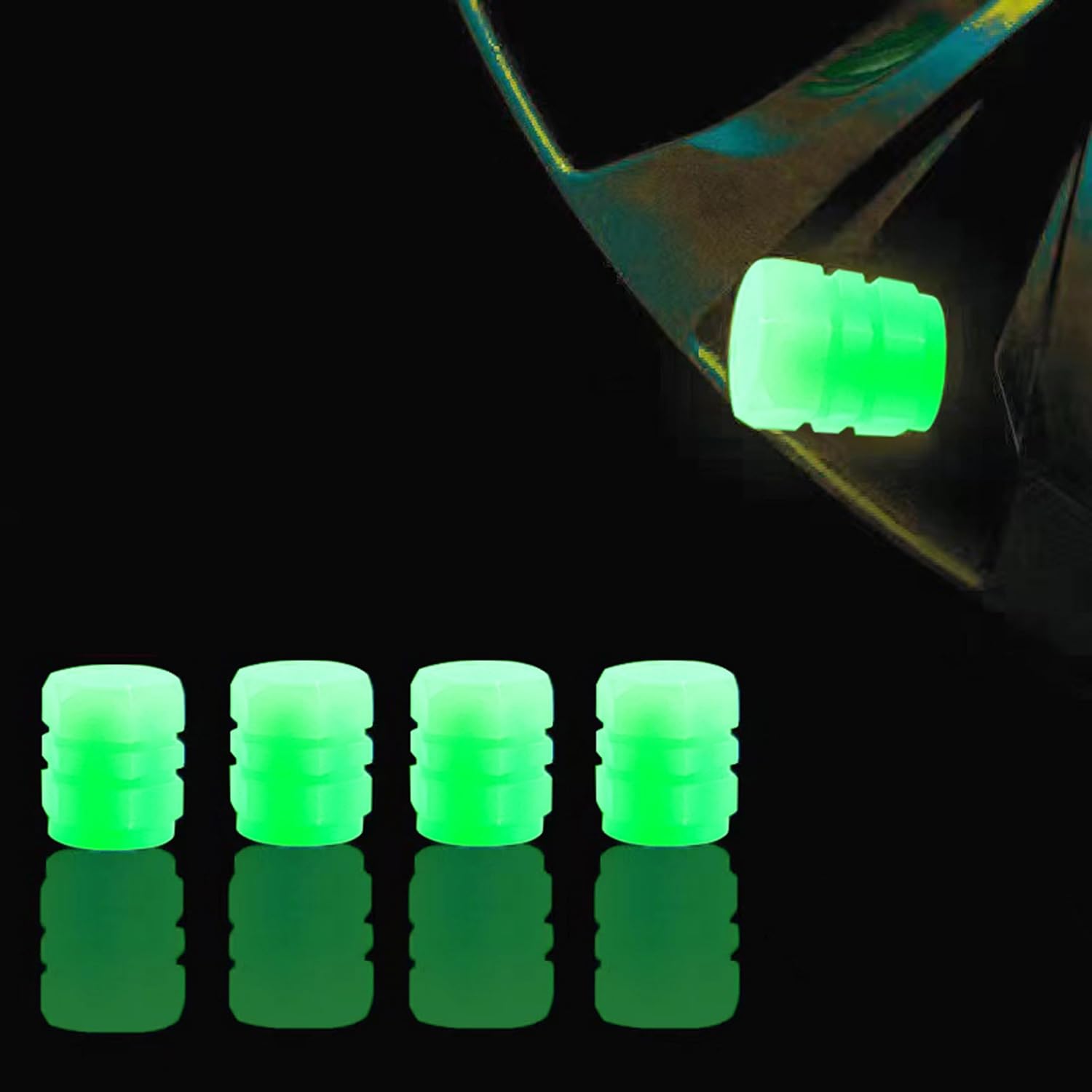 Tapones fluorescentes que brillan en la oscuridad para válvulas de neumáticos, tapones universales para válvulas de automóviles que mejoran el