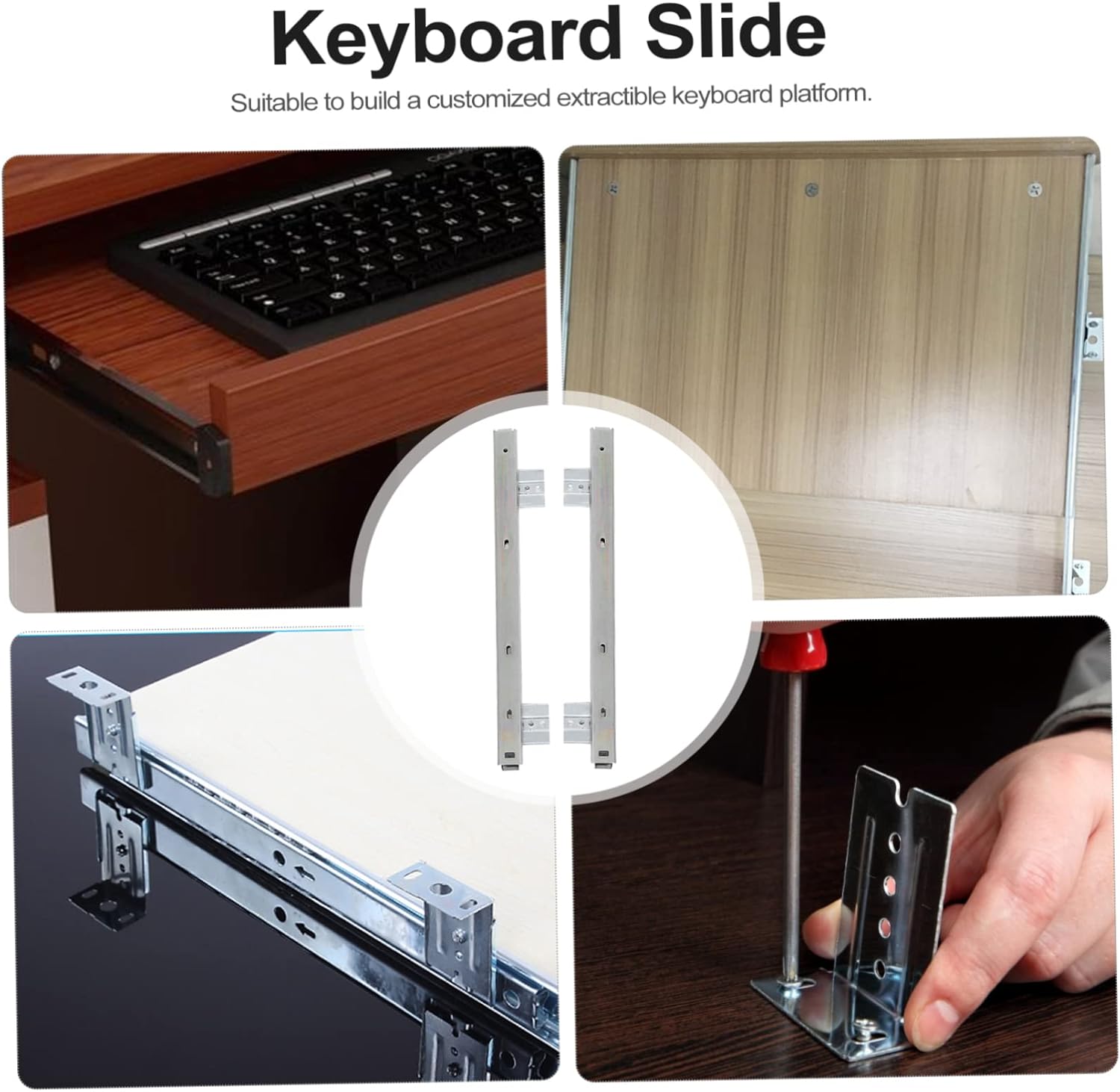 STOBOK 1 par de rieles de teclado con diapositivas para teclado, riel deslizante para teclado, hardware deslizante para teclado, riel deslizante,