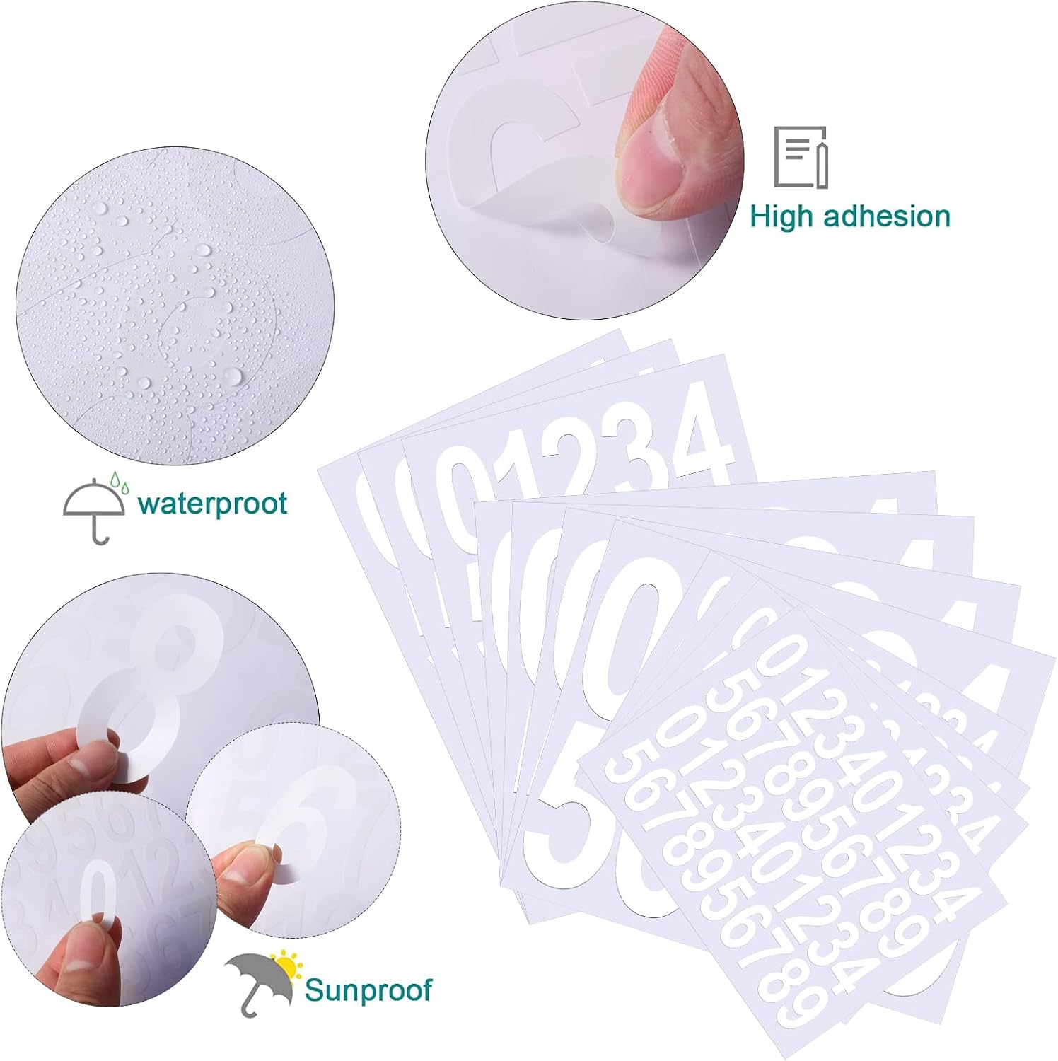 260 unidades de números de buzón adhesivos para números de buzón para exteriores, vinilo reflectante, números de dirección impermeables para