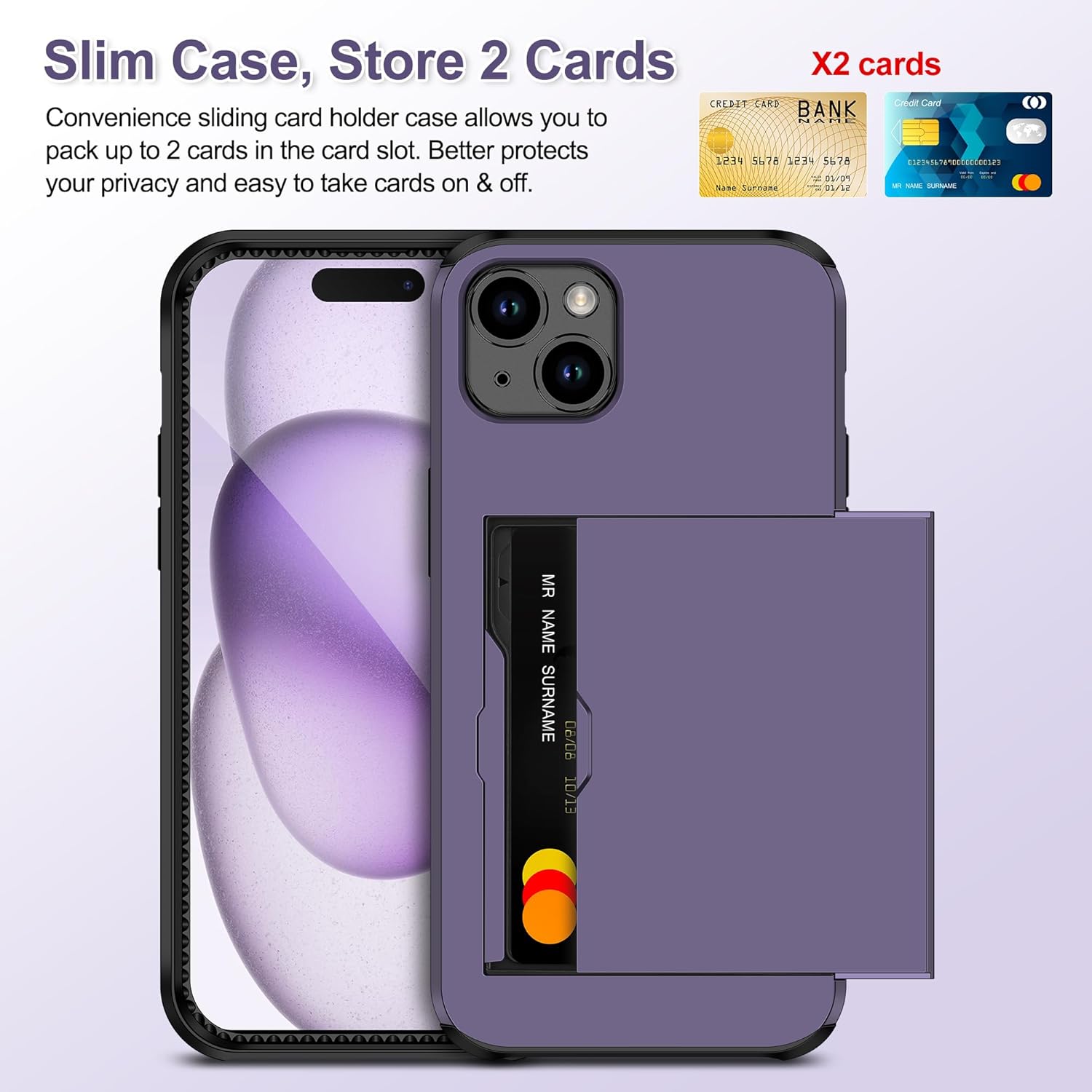 SAMONPOW Funda tipo cartera 4 en 1 para iPhone 15 con protector de pantalla y funda para cámara, funda híbrida de cuerpo completo para iPhone 15 con