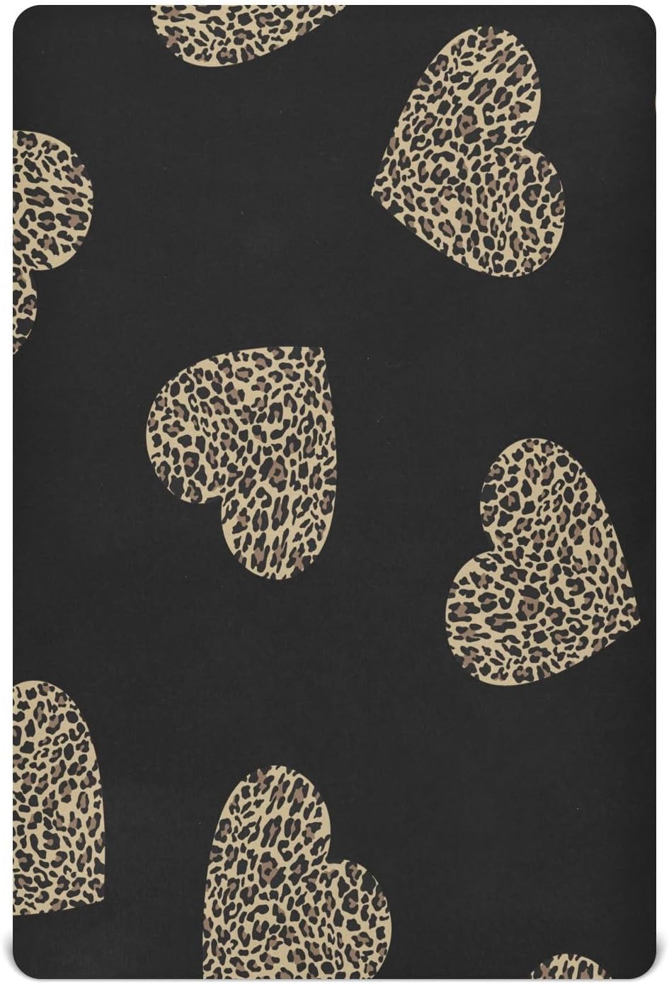 Love Hearts – Sábanas de cuna con patrón de leopardo para niños y niñas, sábanas bajeras para cuna de bebé, suaves y transpirables, sábanas pequeñas