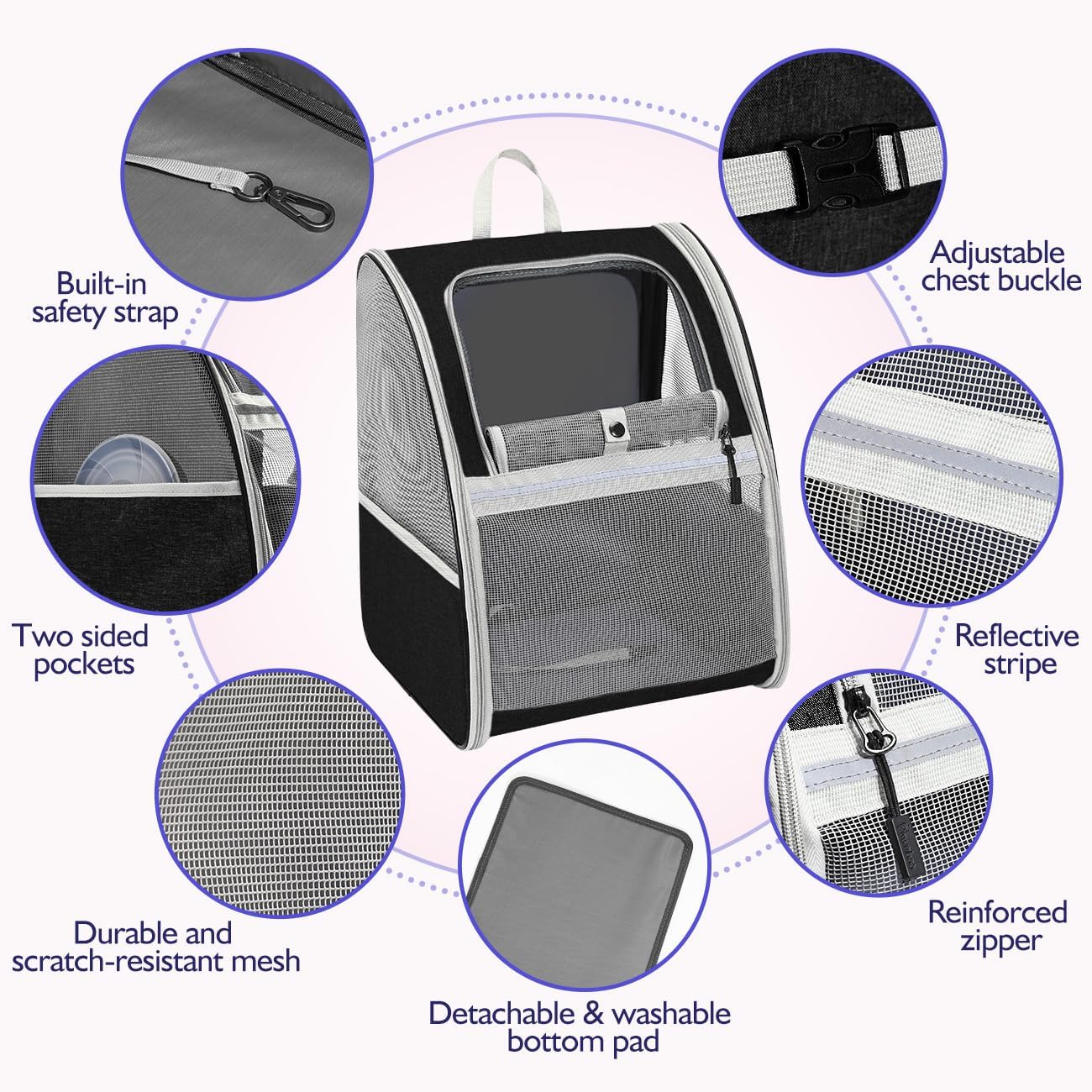 Pawaboo Mochila transportadora grande para gatos, mochila transportadora para perros pequeños y medianos, totalmente ventilada, marco de acero