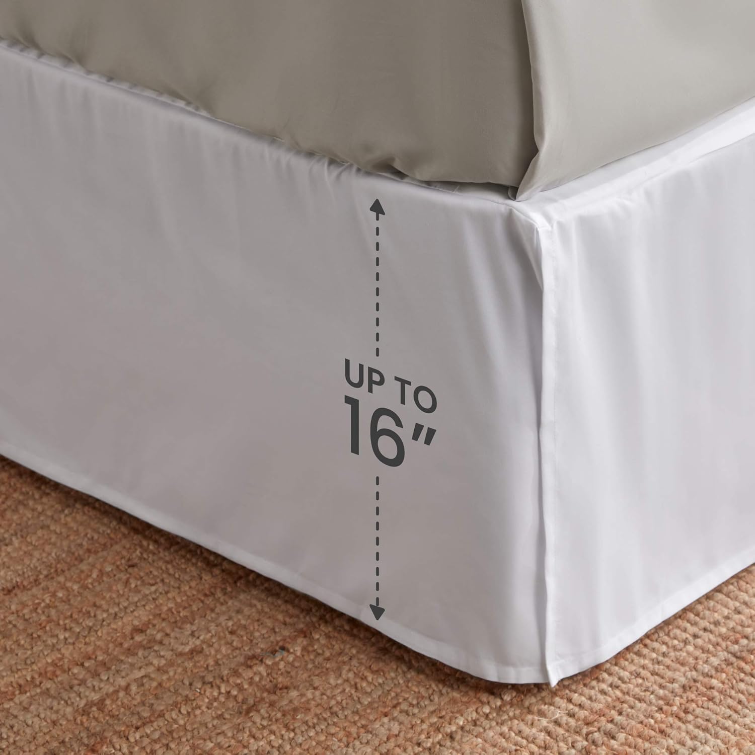SLEEP ZONE Faldas de cama plisadas envolventes tamaño Queen, falda de cama a medida de 15 pulgadas, de fácil ajuste, antiestática, sin arrugas y