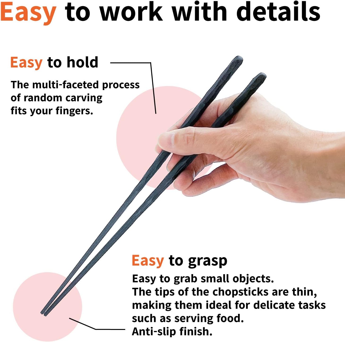 Palillos de cocina de plástico para una amplia gama de situaciones, fáciles de agarrar y recoger, largos japoneses – fabricados en Japón – Palillos
