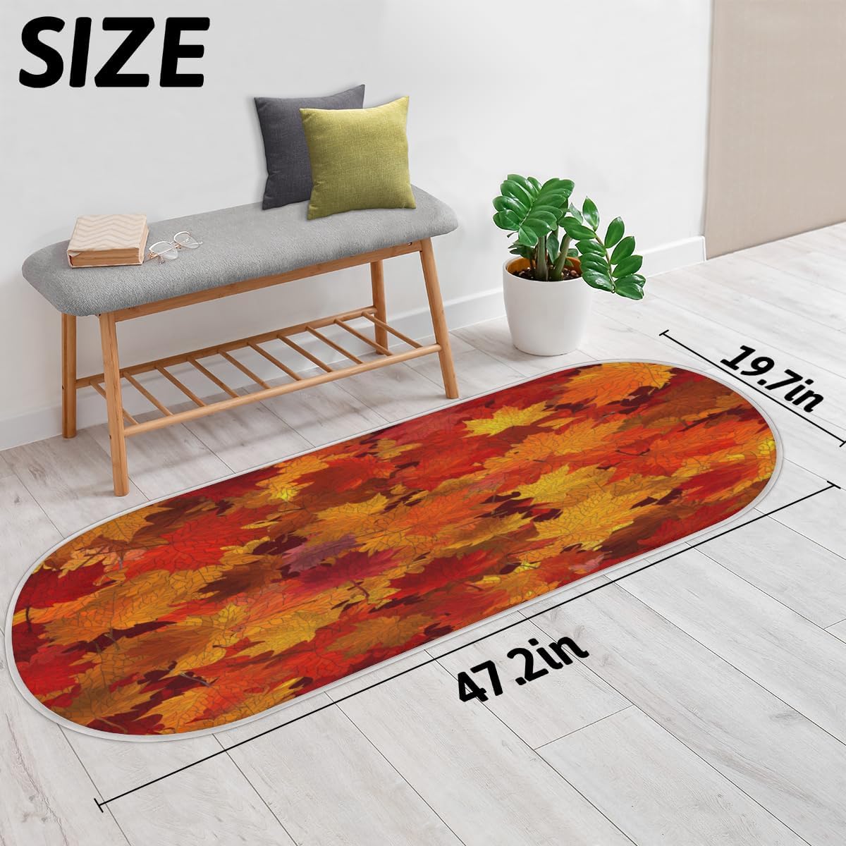 Fall Maple Memory Foam Bathroom Rug Runner Soft Cozy Bath Rug Water Absorbent Non-Slip Bathroom Mat Thick Velvet Shower Mat Bath Mat for Bathroom