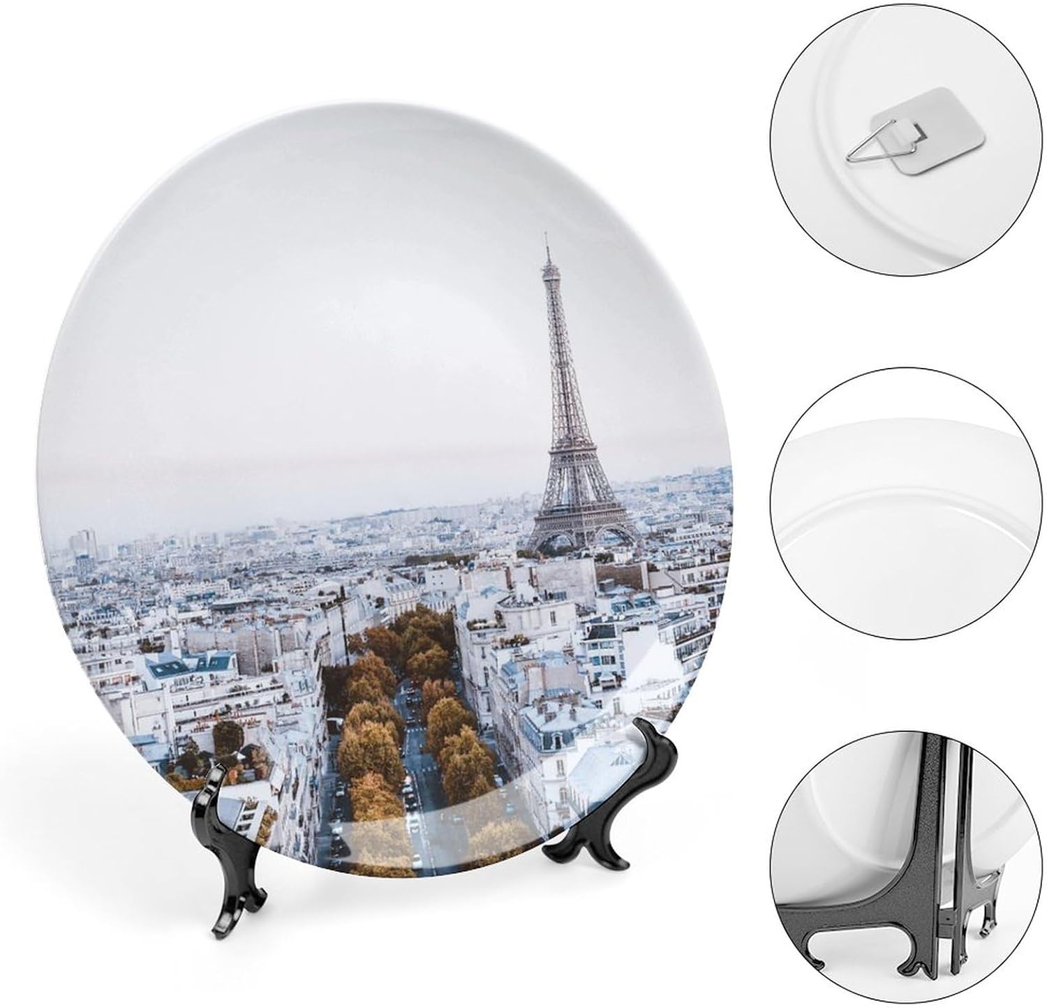 Plato decorativo para colgar de la torre Eiffel de París, decoración del hogar, decoración del hogar, recuerdo, arte de pared, cocina, plato de cena