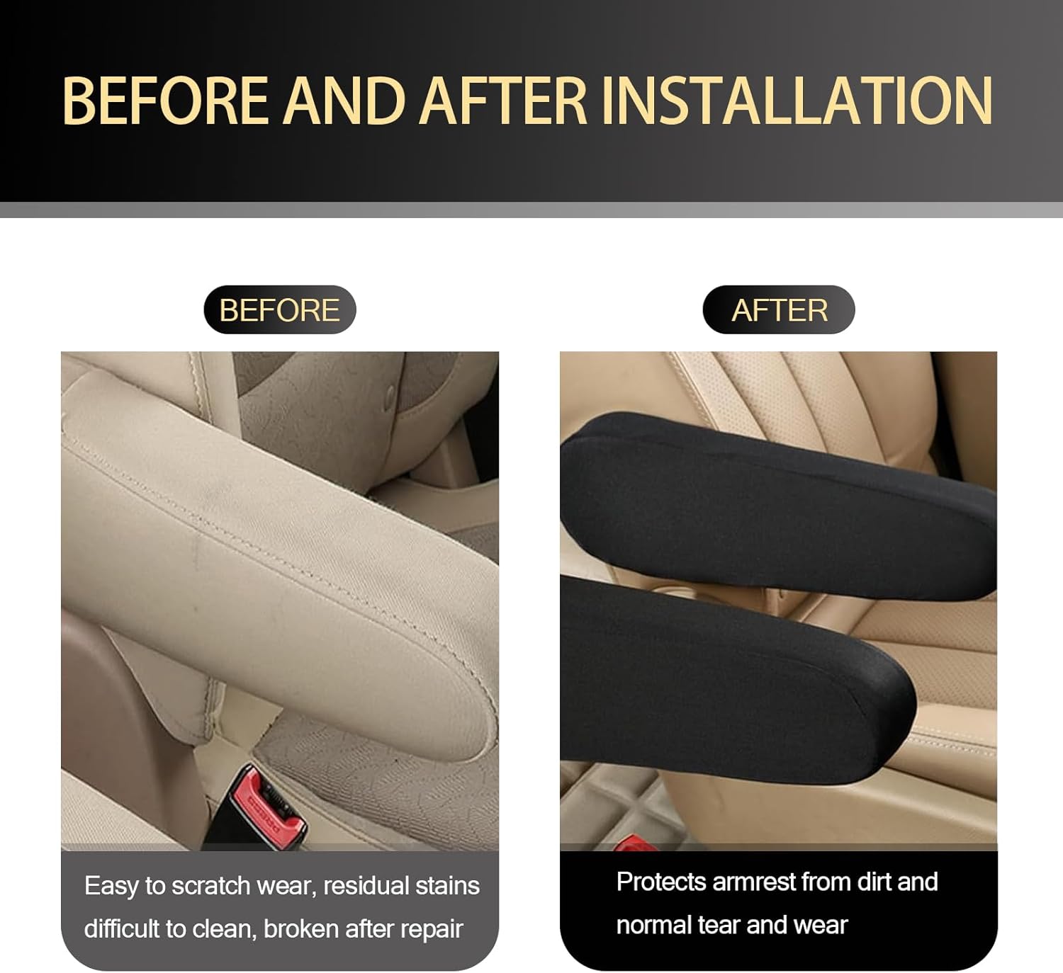 2 fundas para reposabrazos de asiento de automóvil, tela elástica agradable a la piel, transpirable, todo incluido, funda protectora para