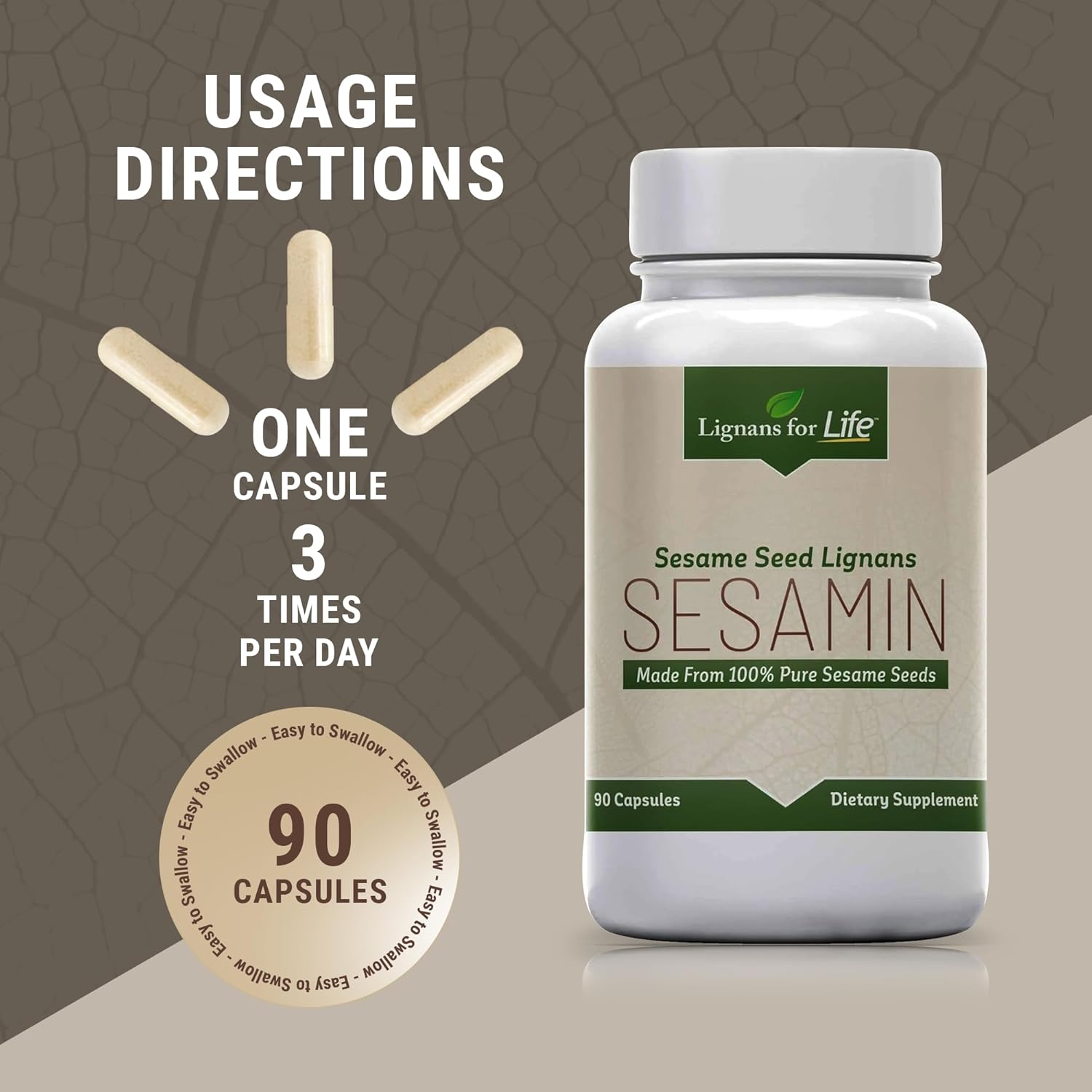 Lignans For Life Extracto de sésamo – 540 mg con 81 mg de sesamina y 27 mg de sesamolina, suplemento de salud hepática y apoyo inmunológico para el