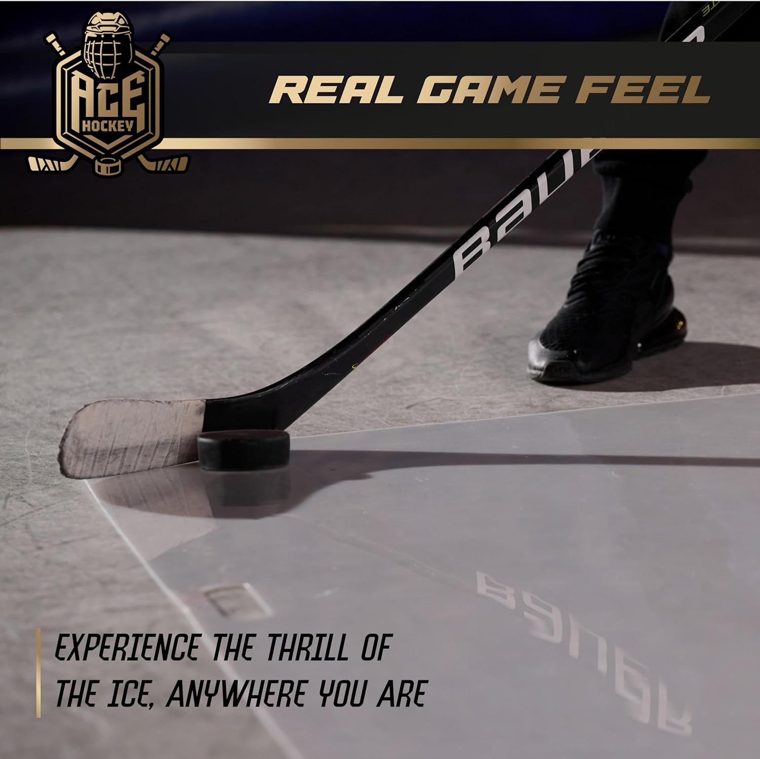 ACE HOCKEY Almohadilla de entrenamiento de hockey para tiro, alfombrilla de hielo sintética que simula la sensación de hielo real, ayuda de
