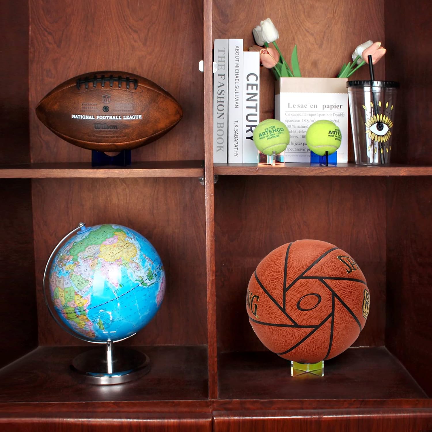 Soporte de exhibición de acrílico para pelotas de fútbol, baloncesto, fútbol, voleibol, rugby, deportes, pelotas de almacenamiento, vitrinas de
