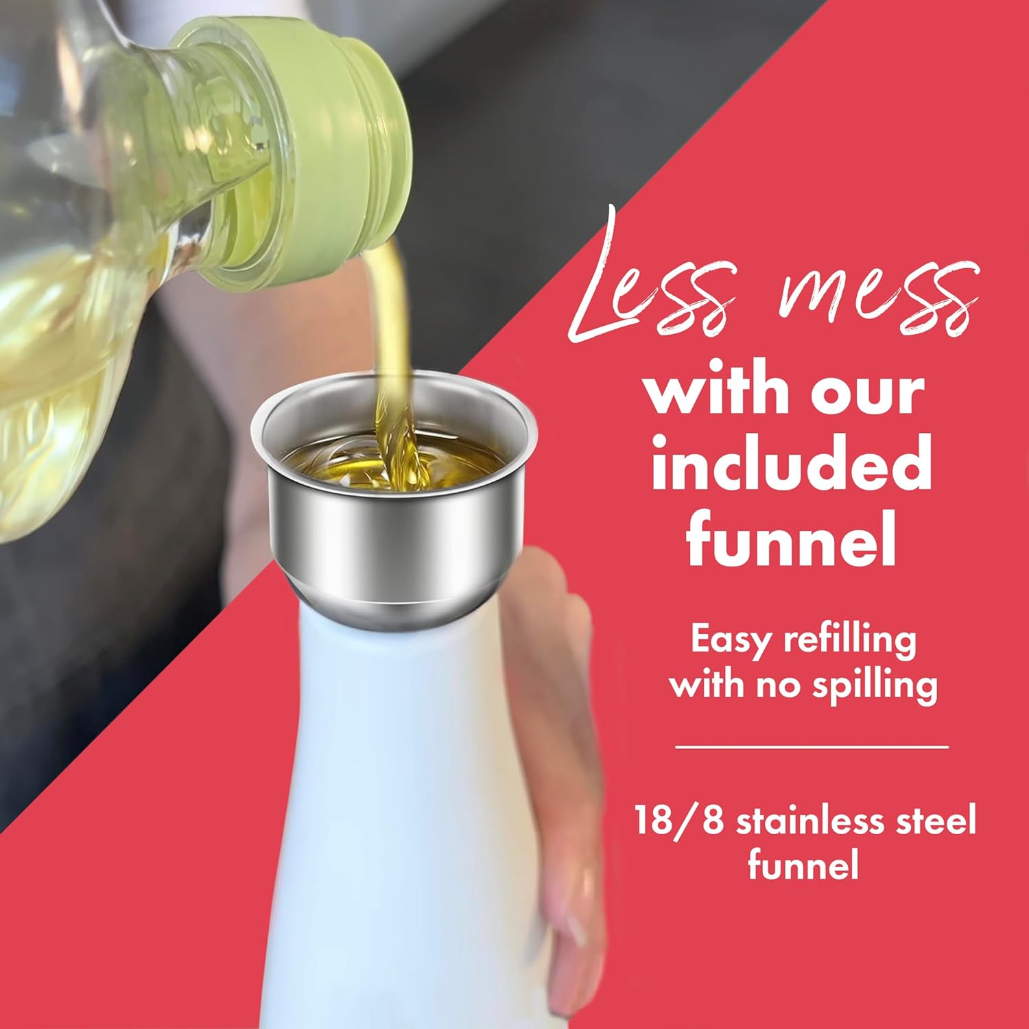 Juego de dispensador de aceite de cerámica y vinagre, botella dispensadora de aceite de oliva prémium para cocina con botella dispensadora de