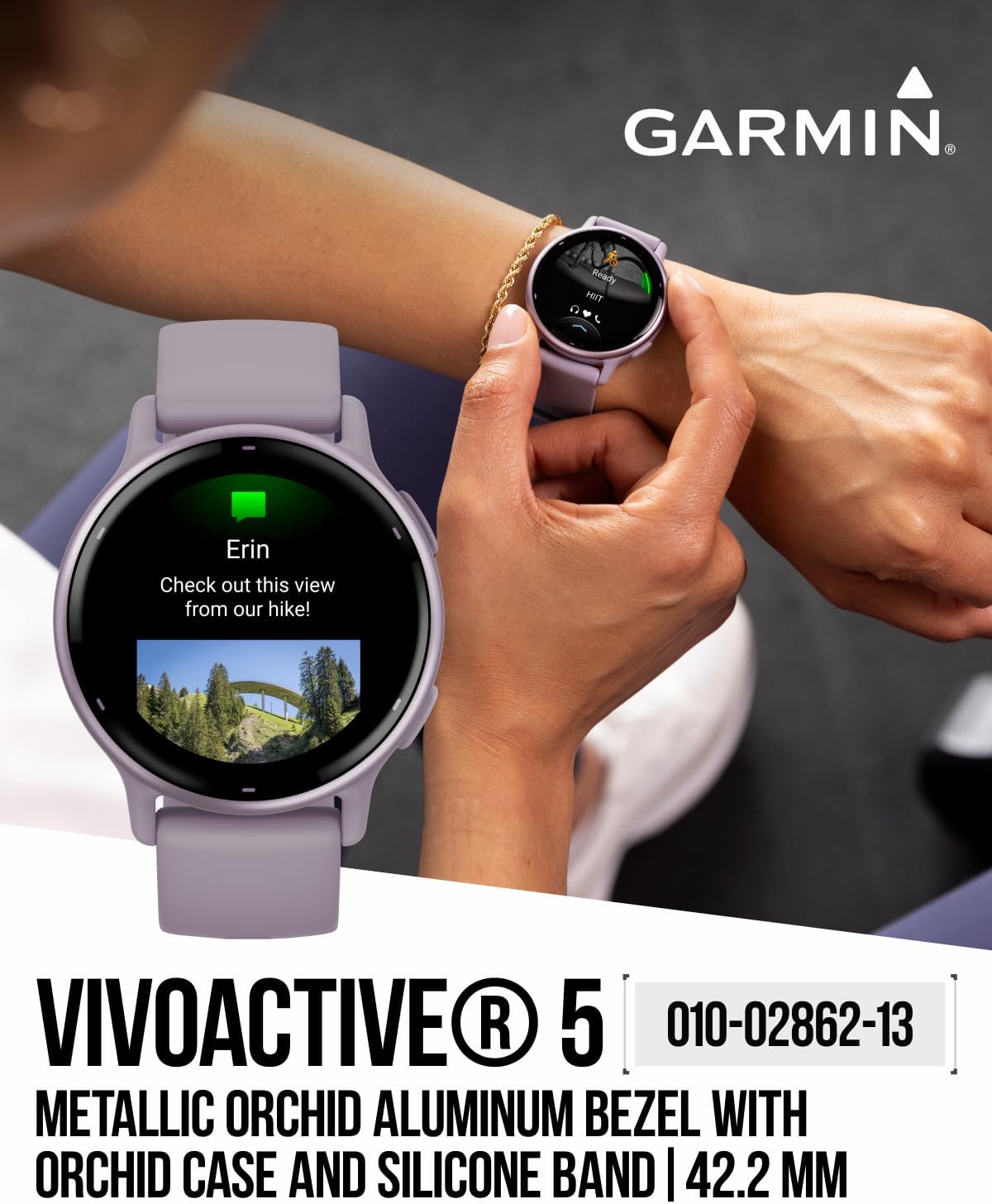 Wearable4U – Garmin Vivoactive 5 Fitness GPS Smartwatch, pantalla AMOLED de 1.2 pulgadas, hasta 11 días de batería, bisel de aluminio de orquídea