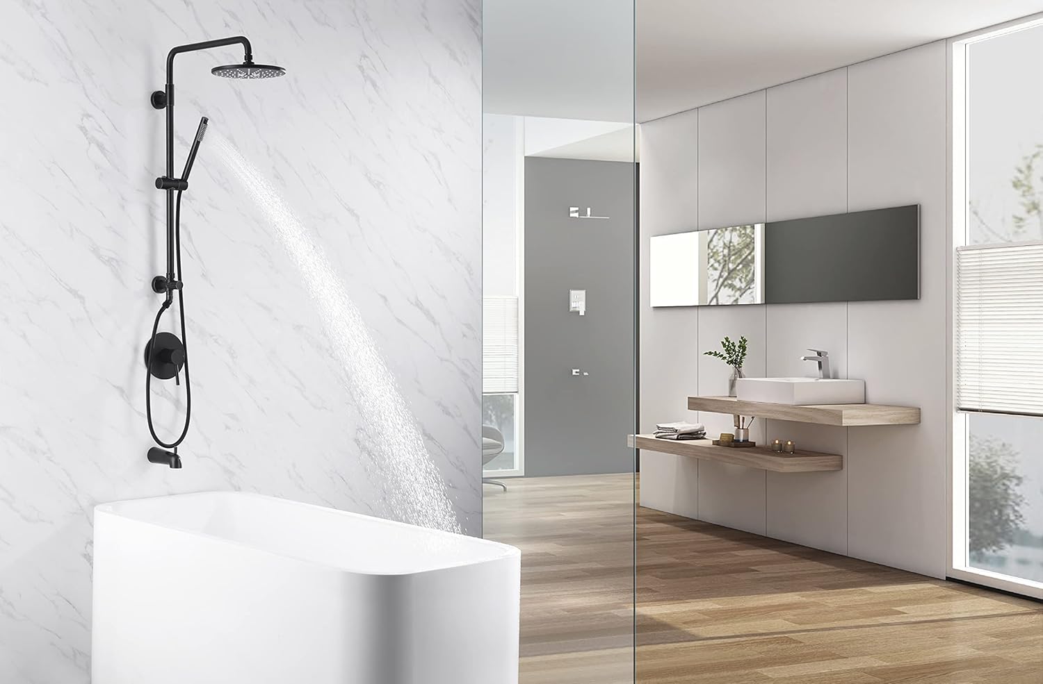 sumerain Sistema de ducha de bronce aceitado para reacondicionamiento y remodelación con cabezal de ducha de lluvia de 9 pulgadas