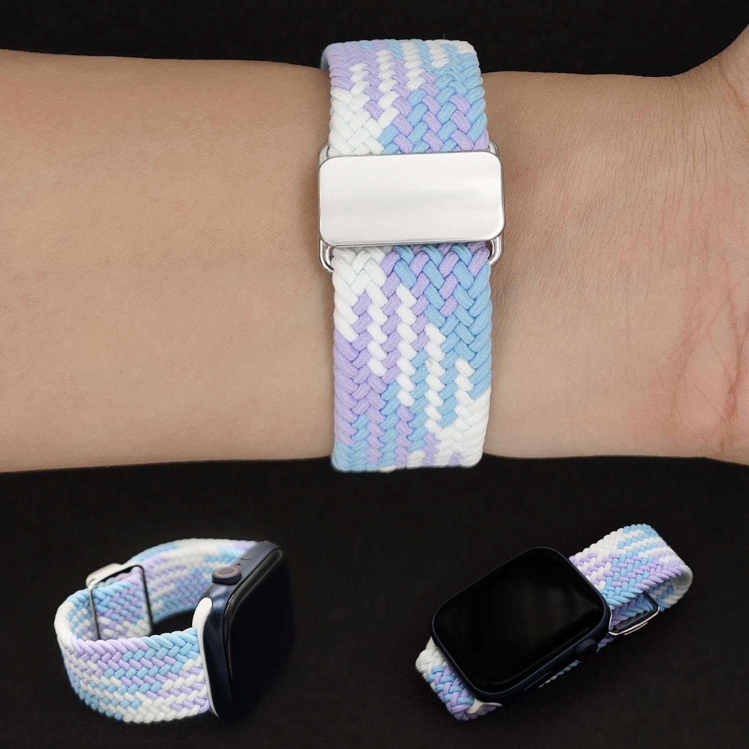 Abanen Correa de reloj trenzada de nailon elástico compatible con Apple Watch de 1.496 pulgadas, 1.575 pulgadas, 1.772 pulgadas, 1.772 pulgadas,