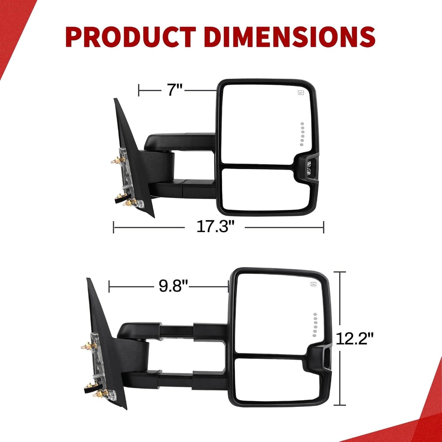 YITAMOTOR Espejos de remolque compatibles con Chevy Silverado Sierra 1500 2500, 2001, 2002, Chevy Silverado Sierra 1500 2500, 2001-2002 GMC Yukon